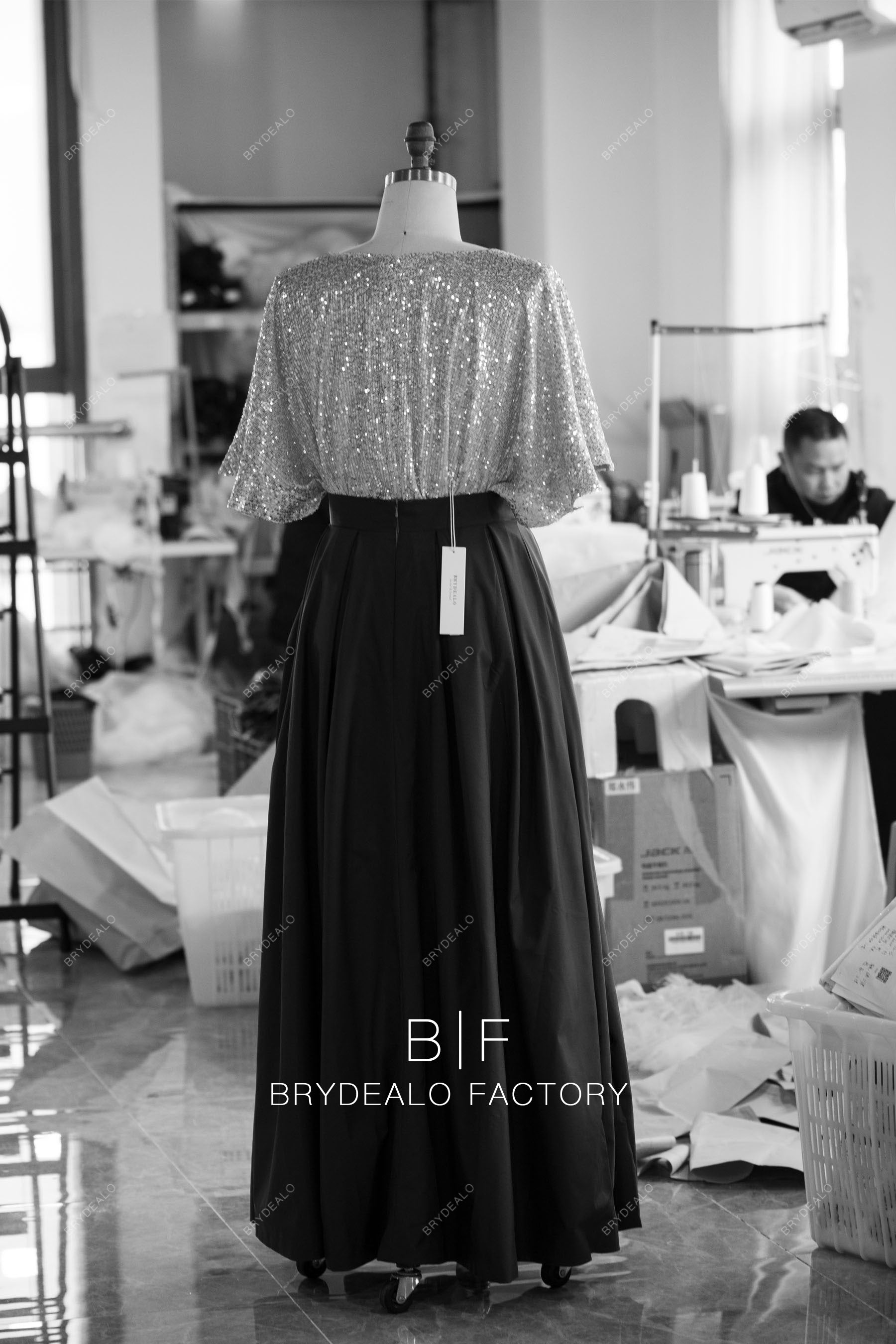 wholesale sparkly sequin taffeta mother of bride dress