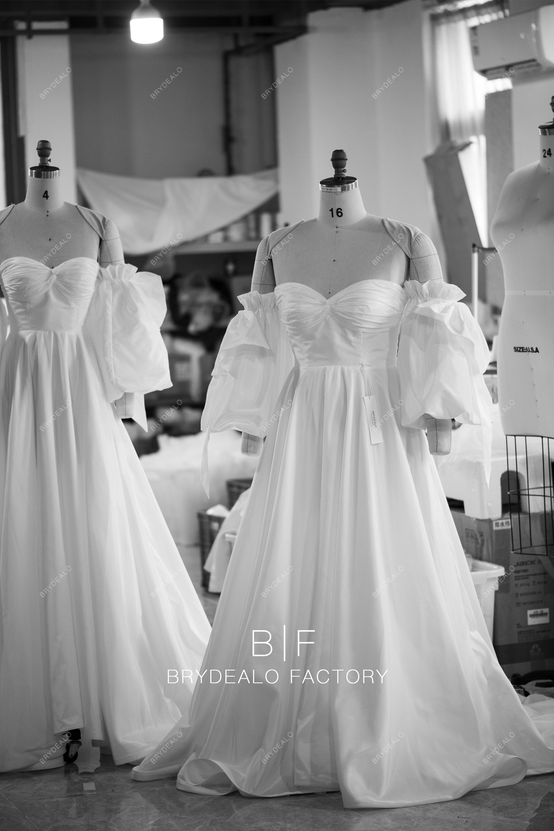 wholesale sweetheart bubble sleeve taffeta wedding dress