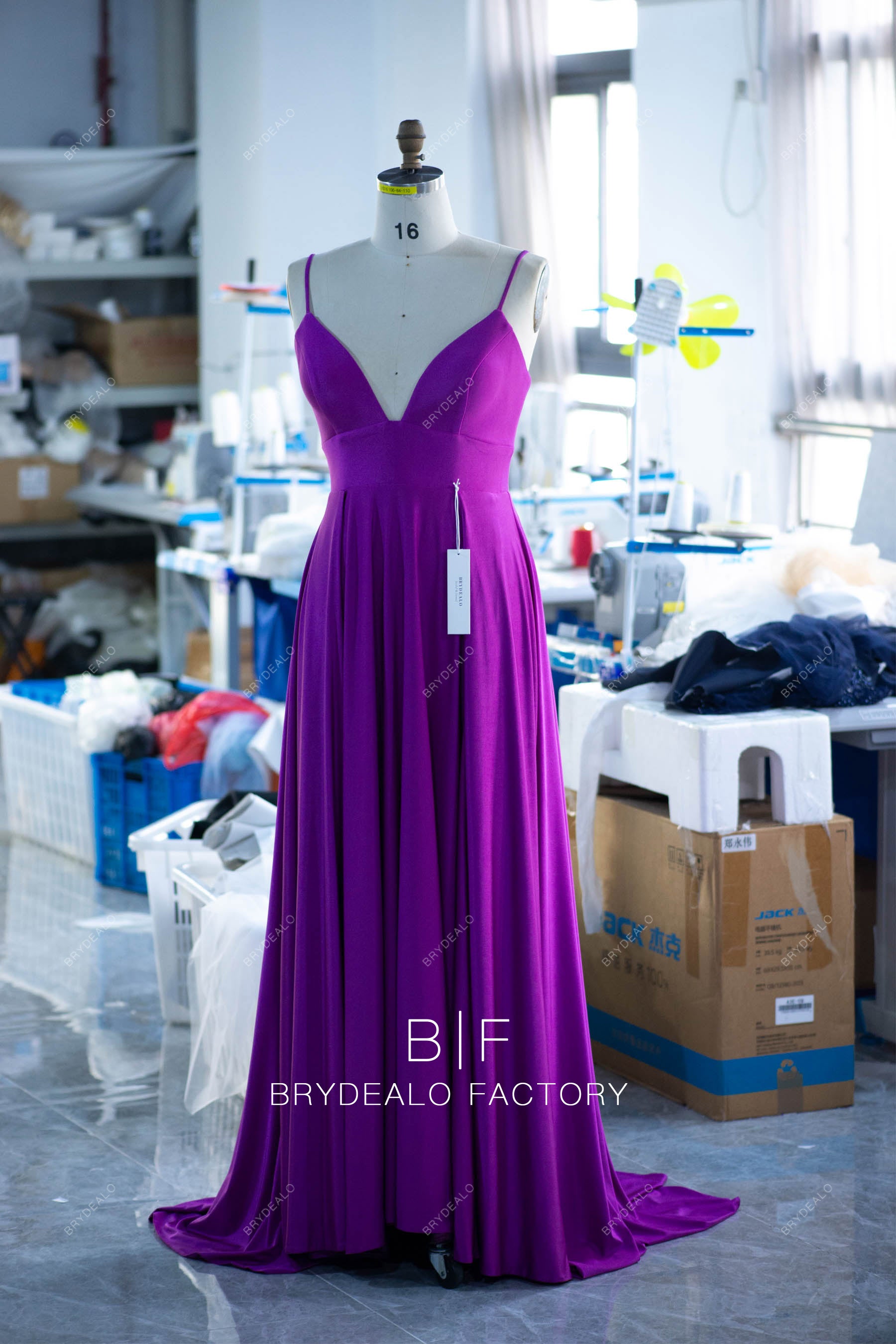 wholesale thin straps jersey aline prom formal dress
