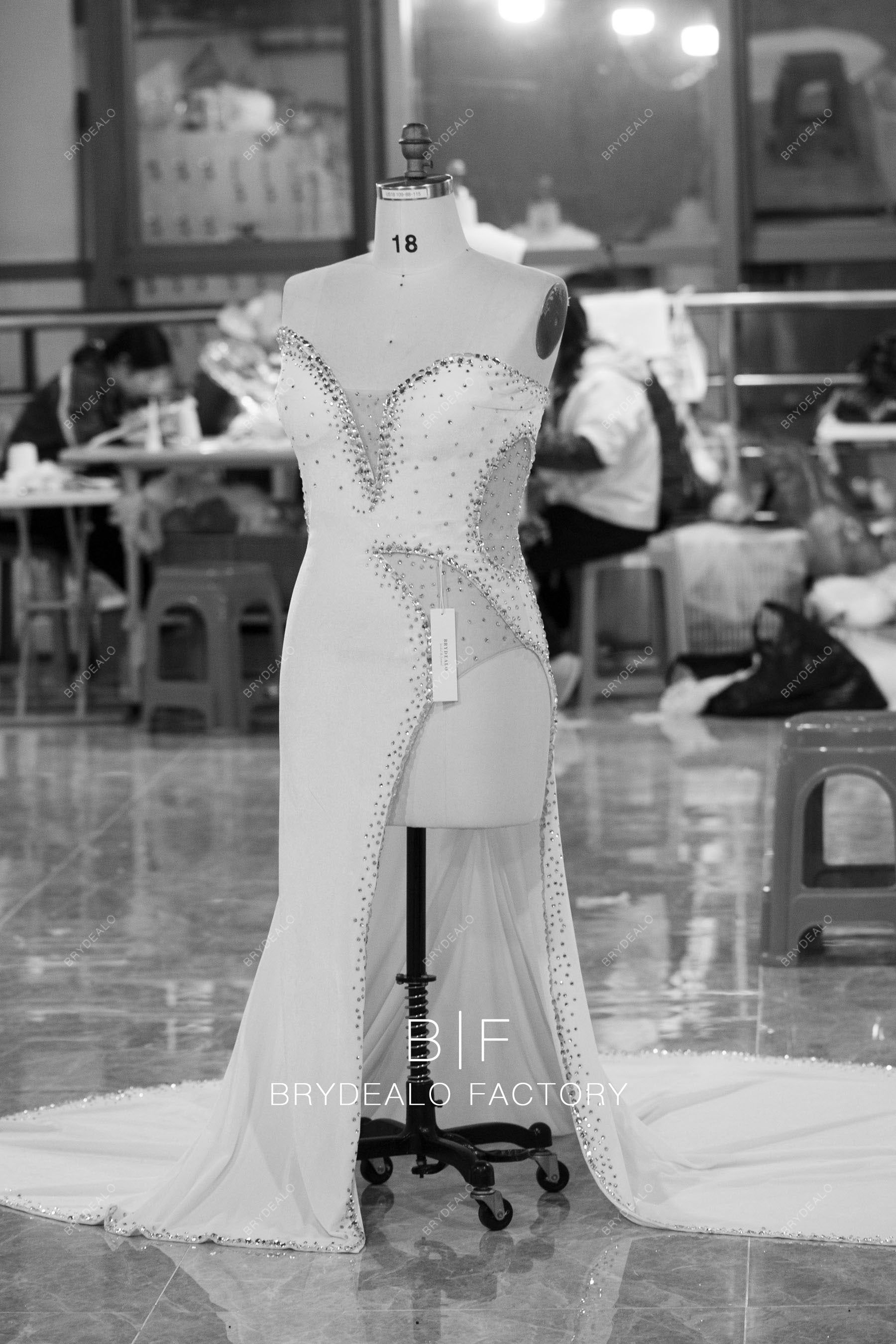 wholesale white slit sexy prom dress