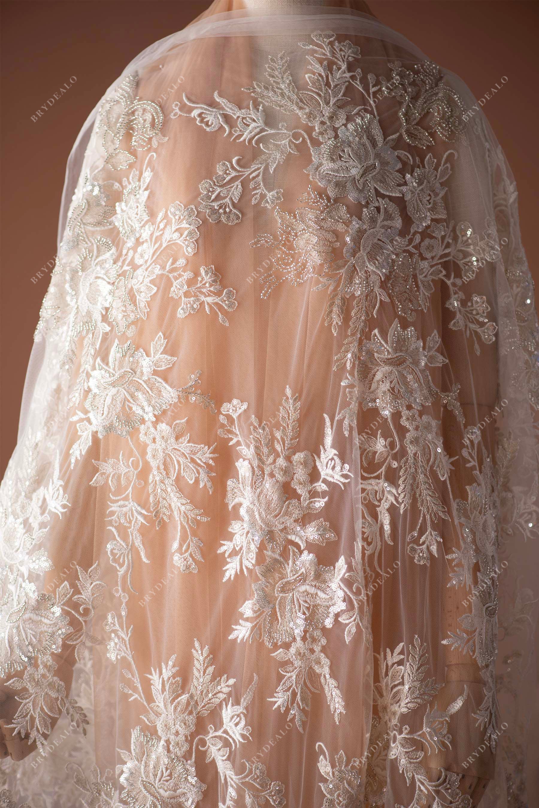 L17-180 // Heavy Embroidered Bridal Lace Fabric, Bridal Dress