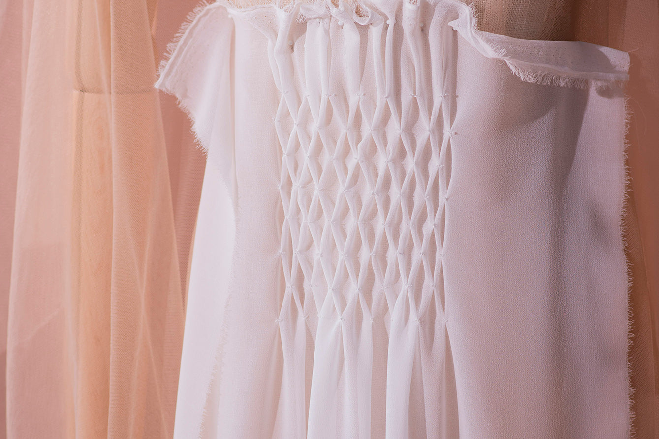 handmade texture chiffon fabric for custom wedding dress