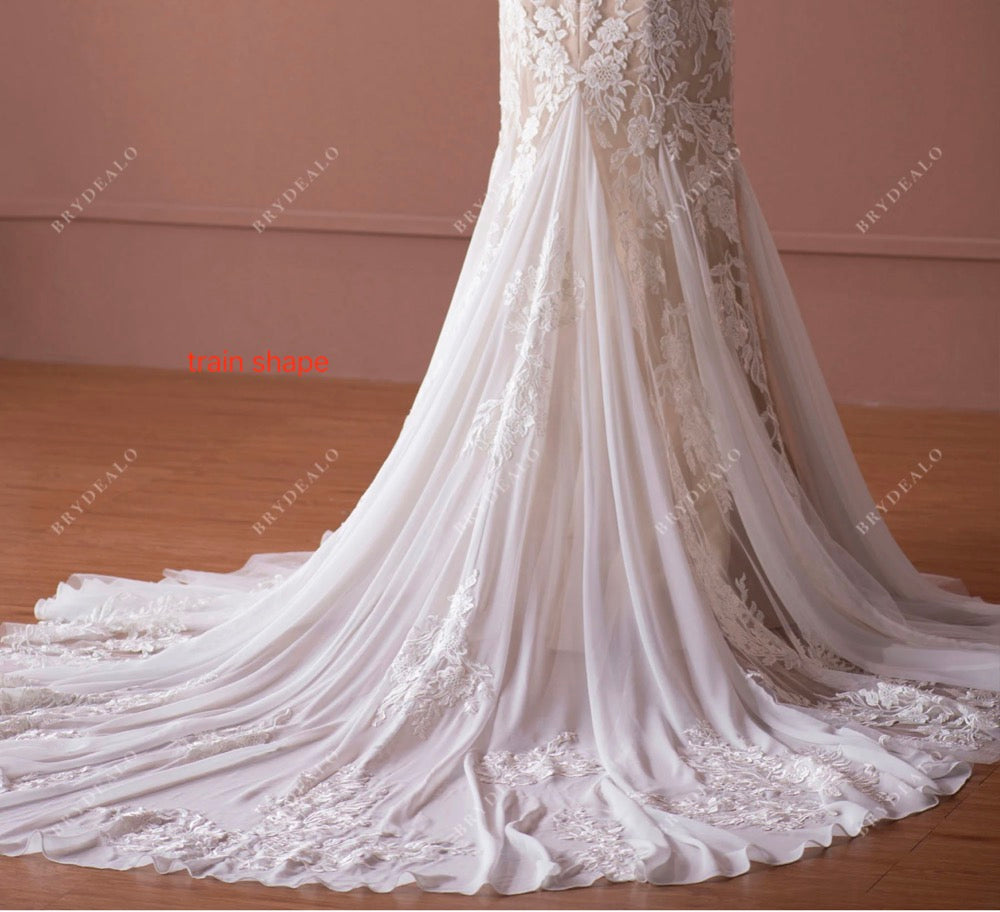 Custom Criss-cross back Lace Godet Wedding Dress BR20231916-05