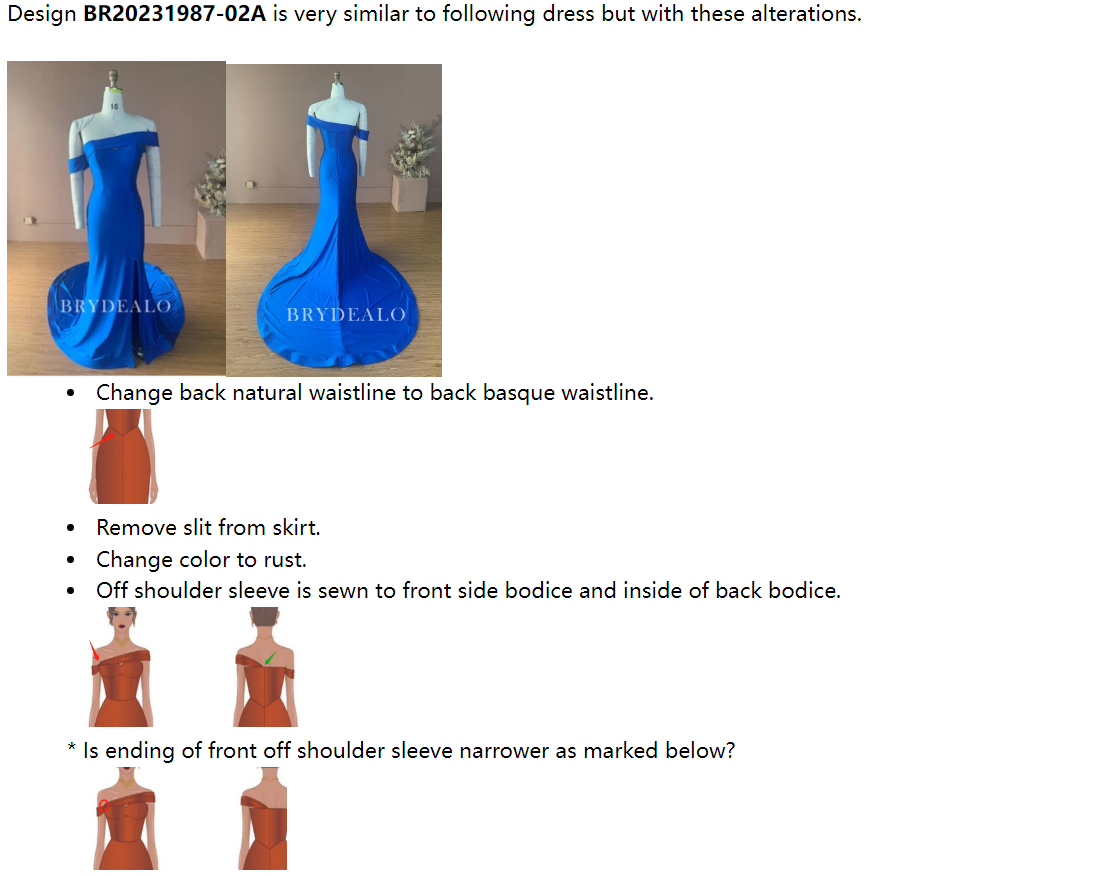 Private Lable Custom Asymmetrical Jersey Mermaid Dress BR20231987-02A