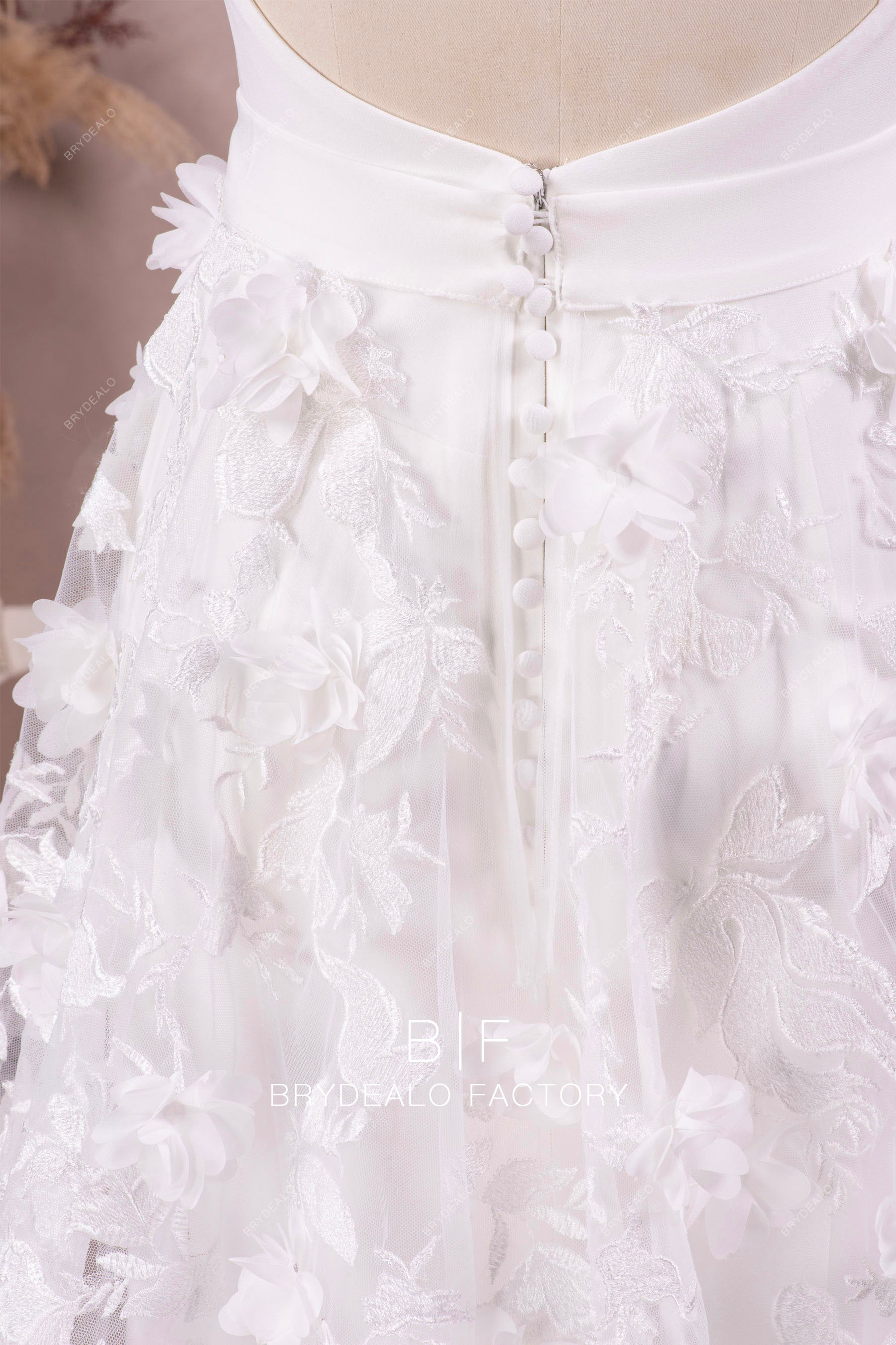 3D flower lace overskirt wedding dress