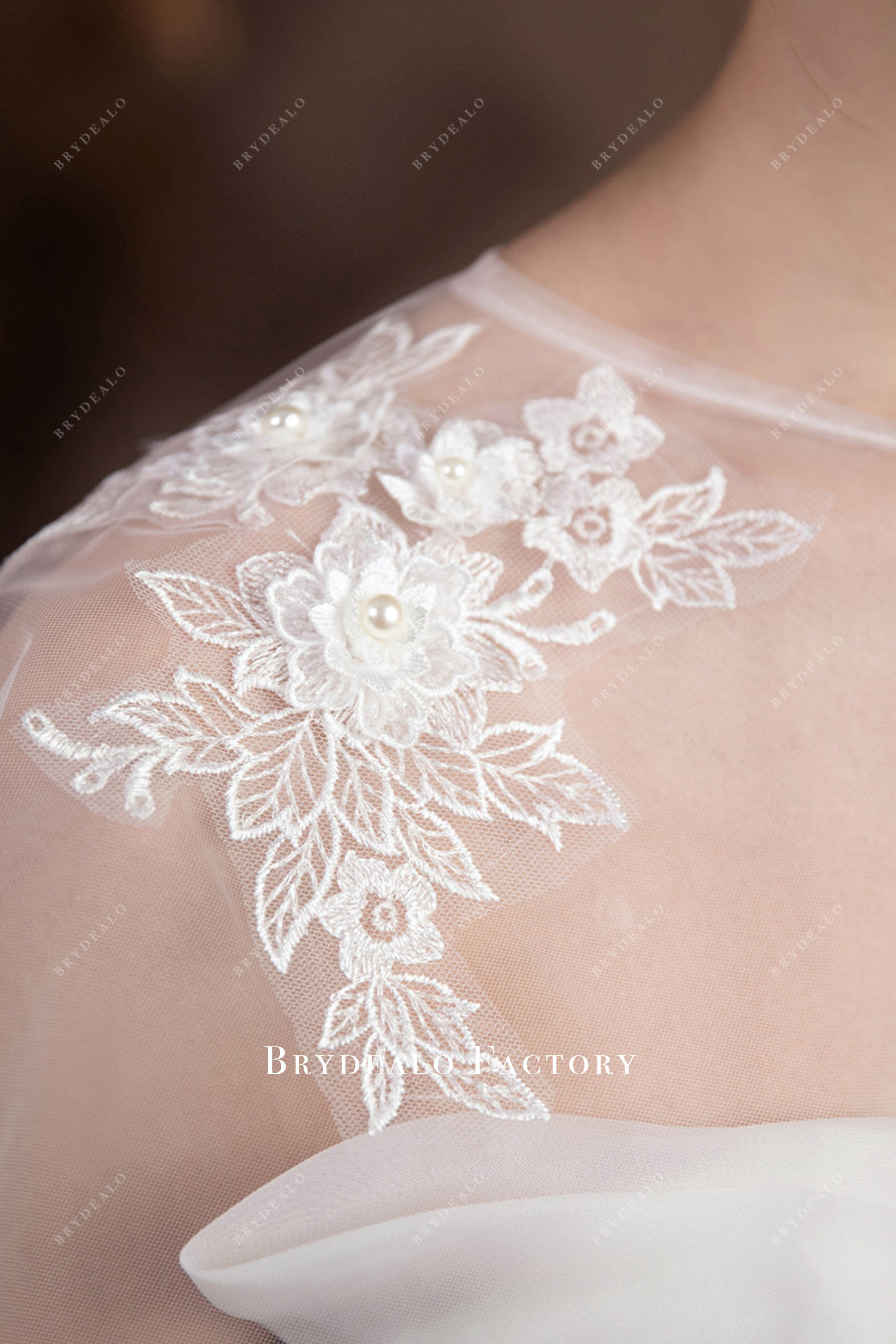 3D flower lace wedding dress cape