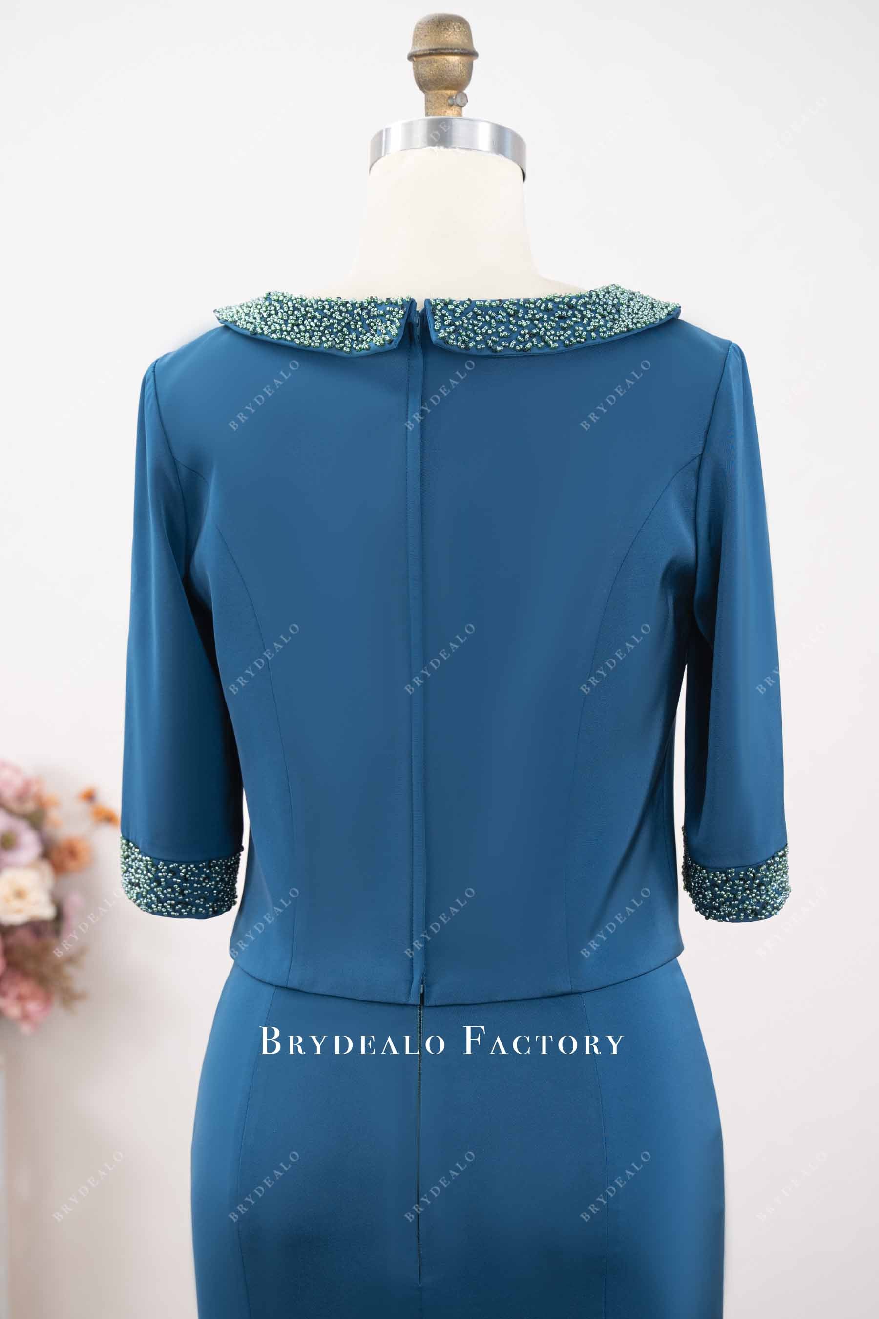 3/4 sleeve beaded cuff formal dress