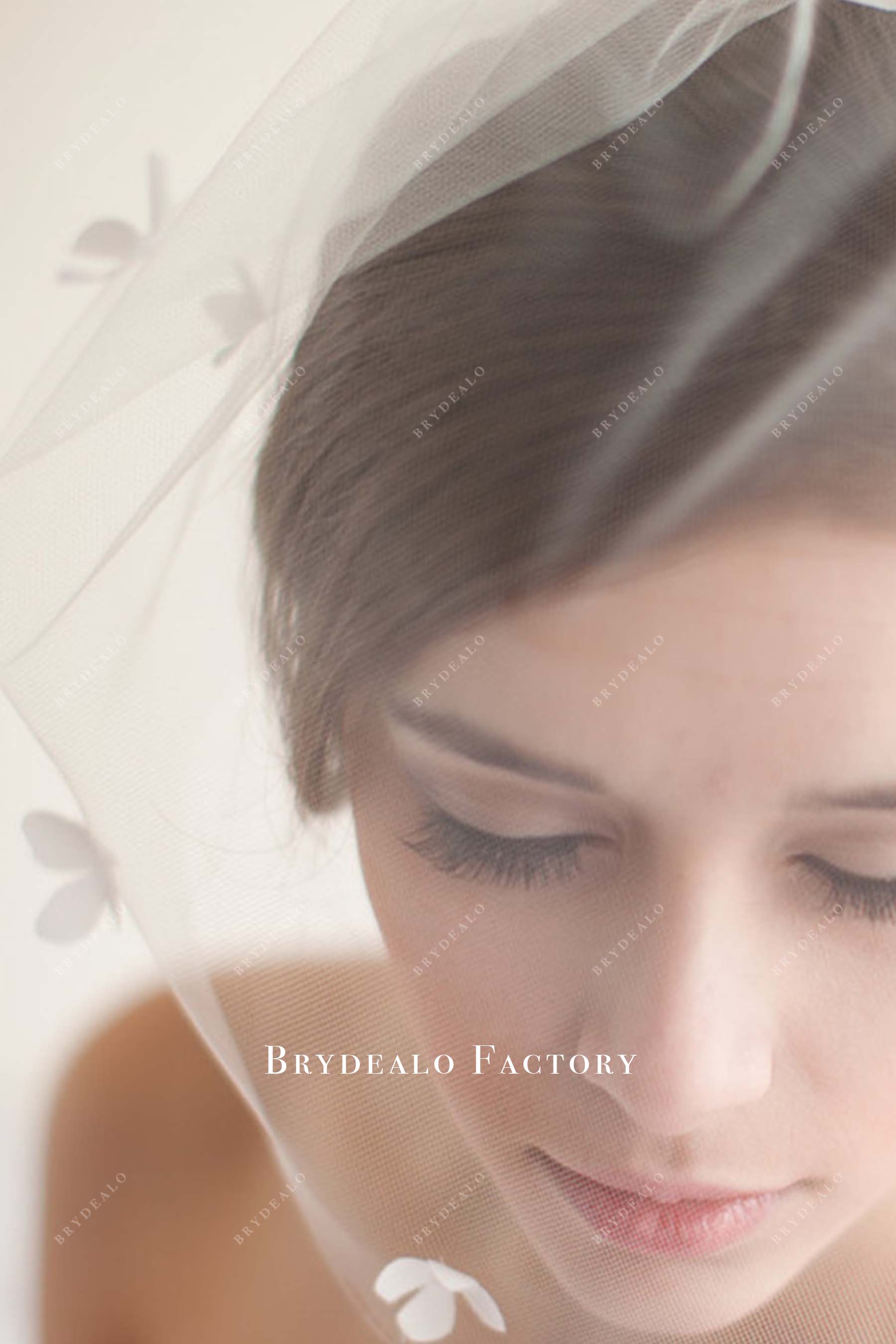 3d floral tulle birdcage bridal veil