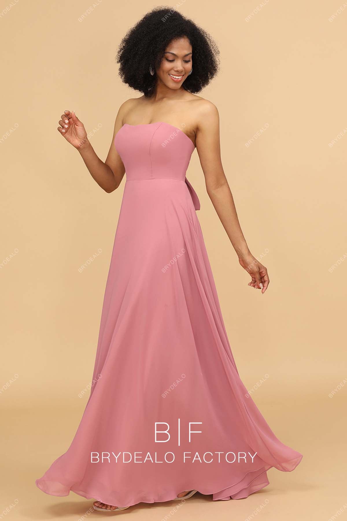 Watermelon Strapless A-line Bridesmaid Dress