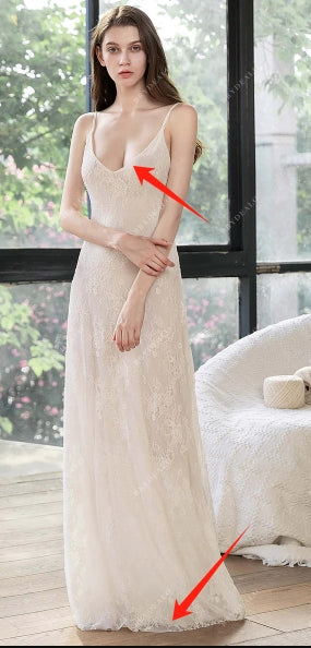 Private Label Custom Lace Slip Bridal Dress and Oyster Bodycon Lining