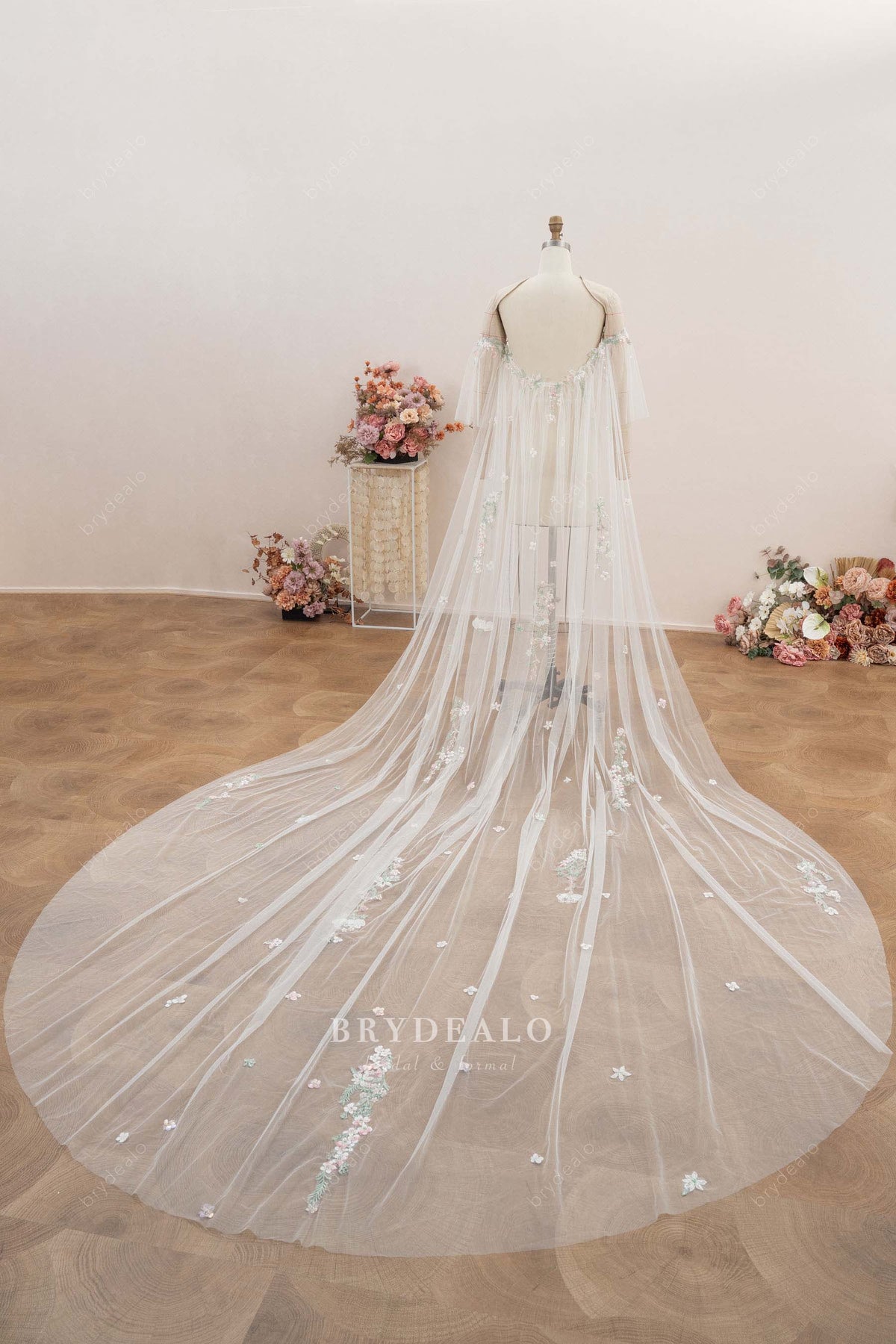 Cathedral length wedding cape