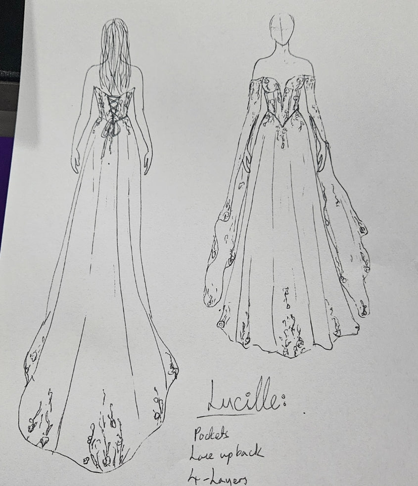 Custom Black Off Shoulder A-line Wedding Dress