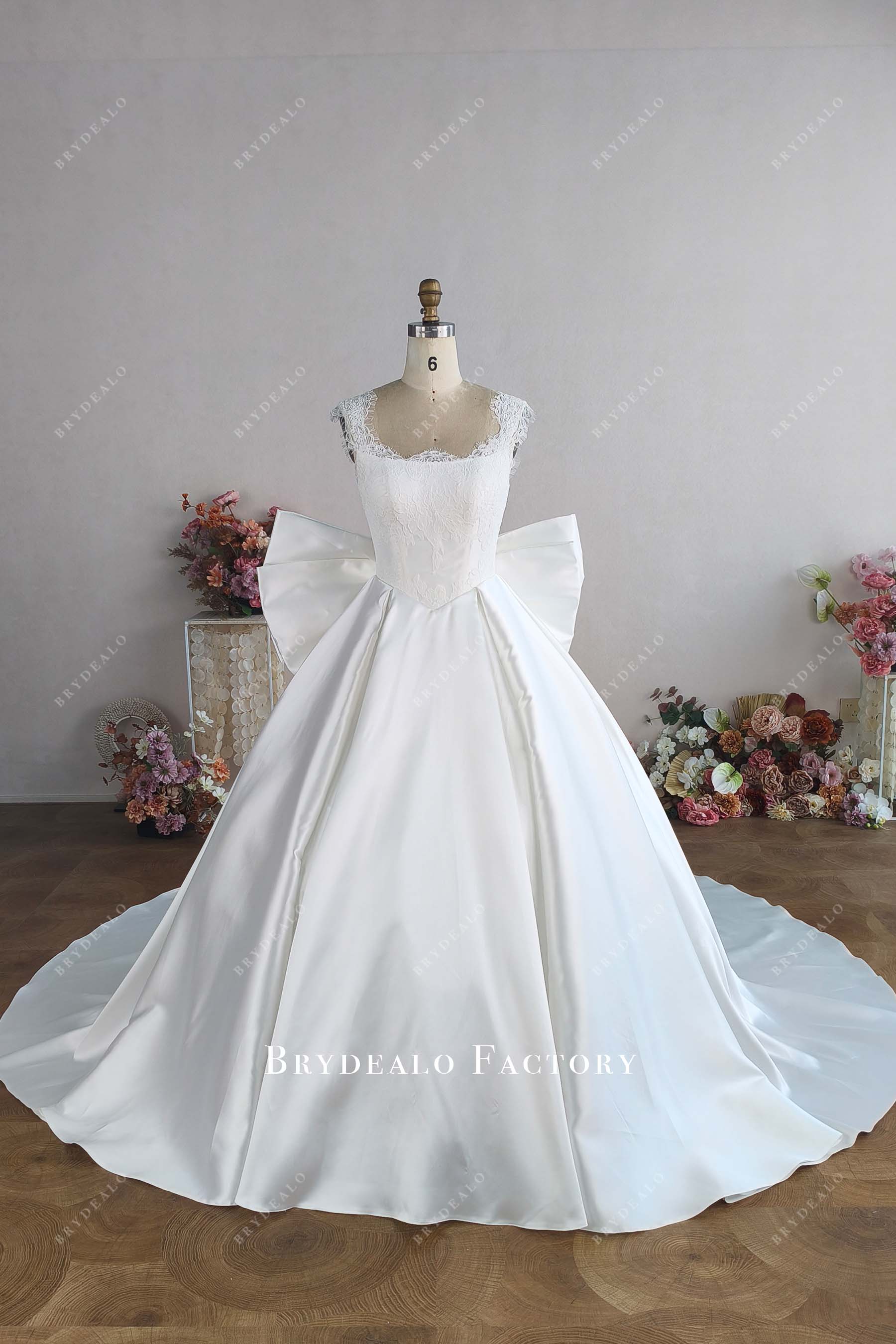 custom lace mikado wedding dres 