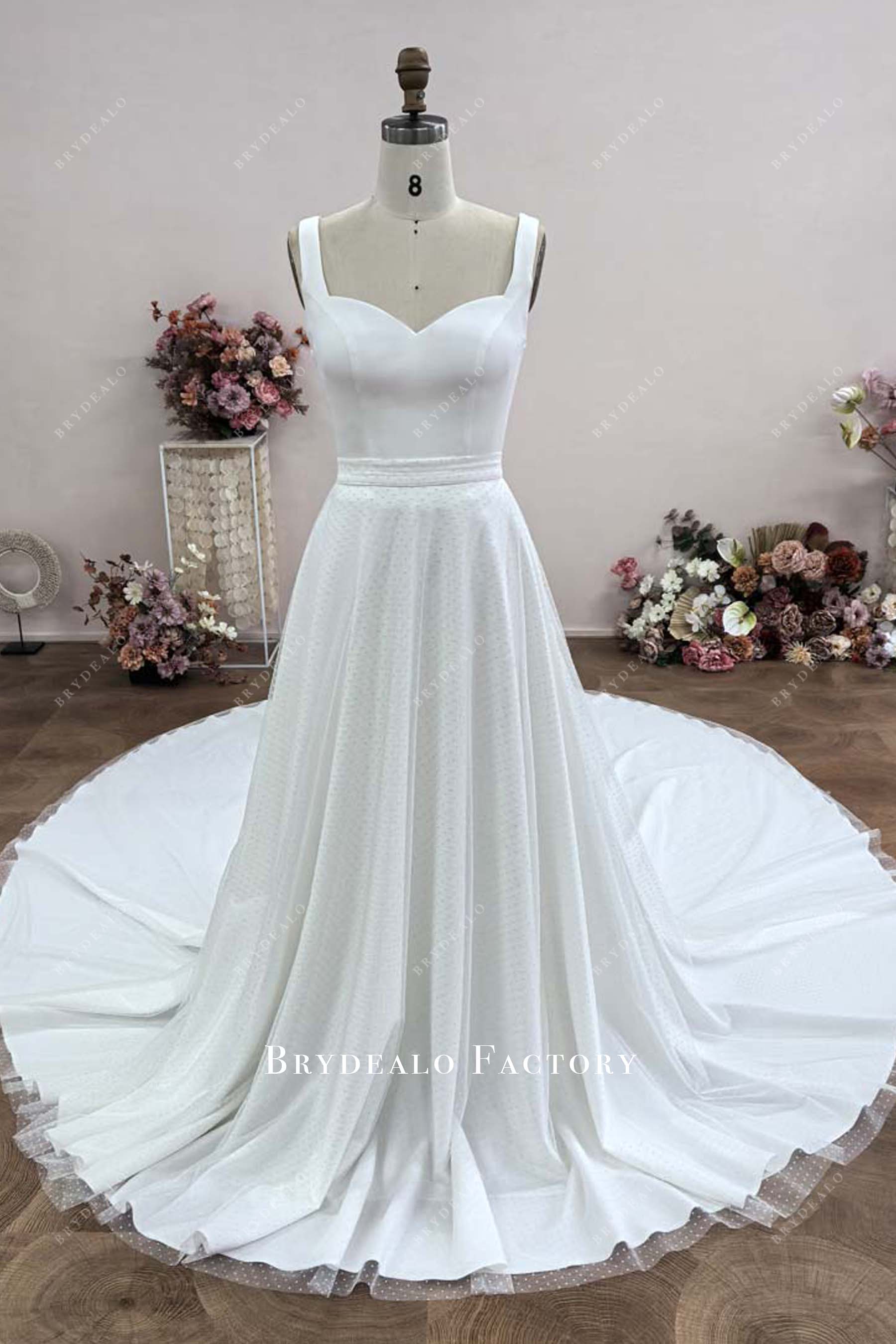 Custom Crepe Corset Two-piece Dot Tulle Wedding Dress