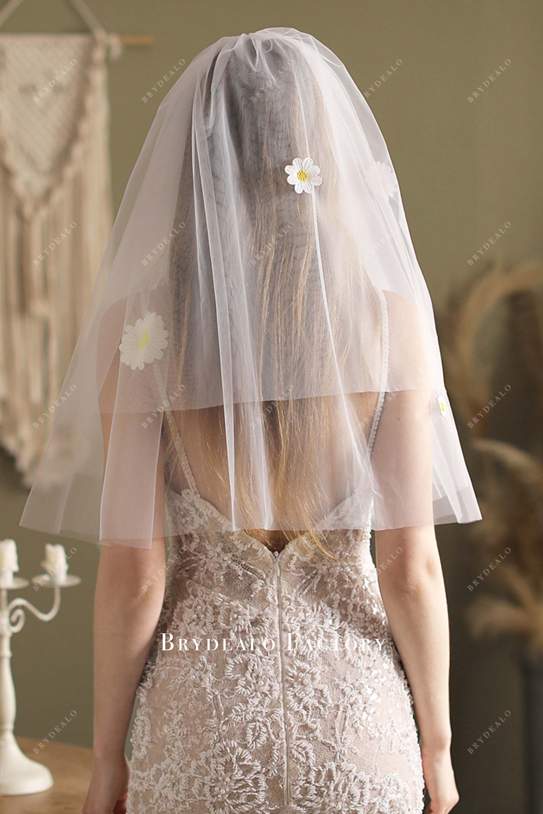 daisy two tier bridal veil