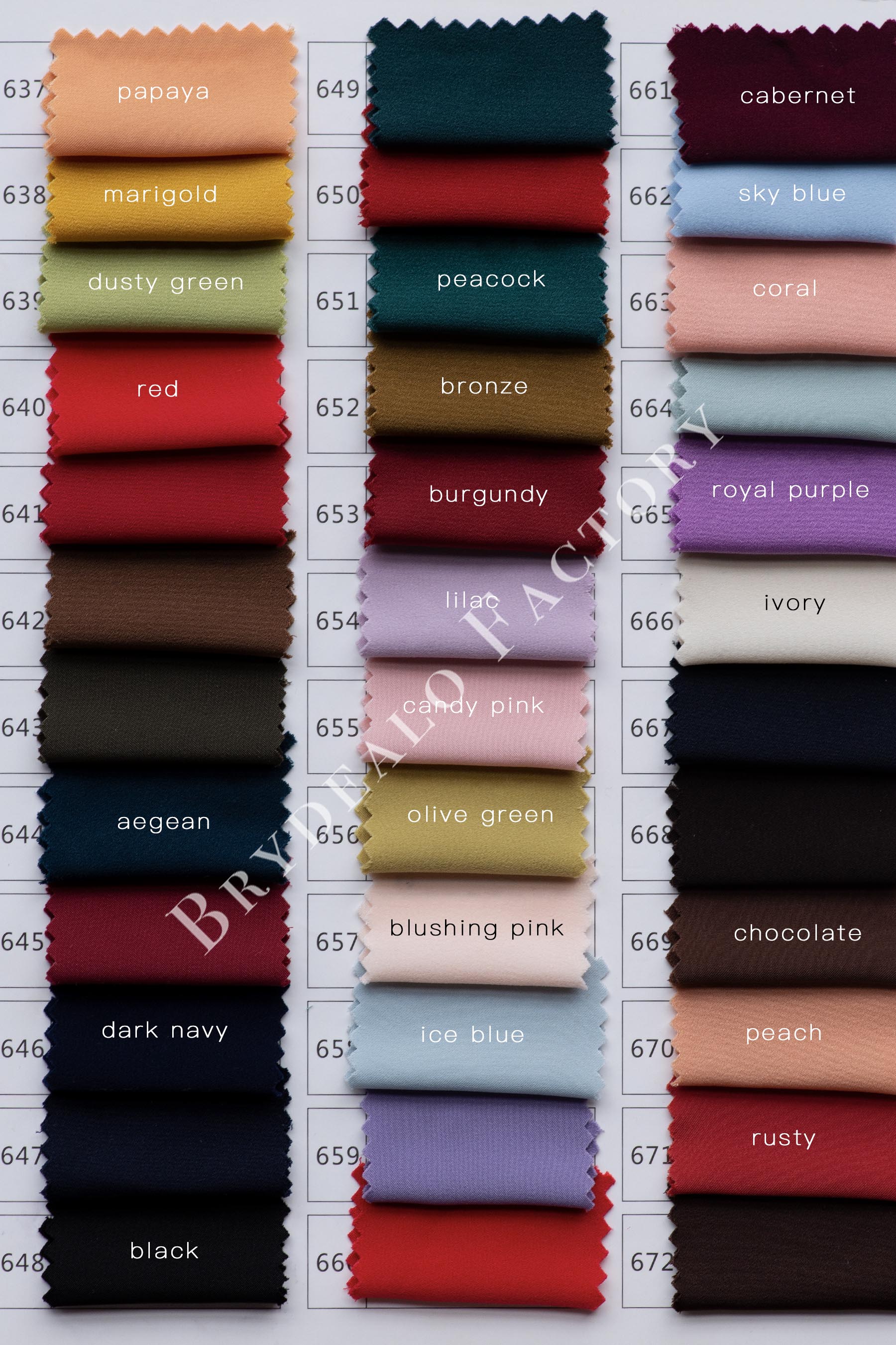 Draping Crepe Color Chart