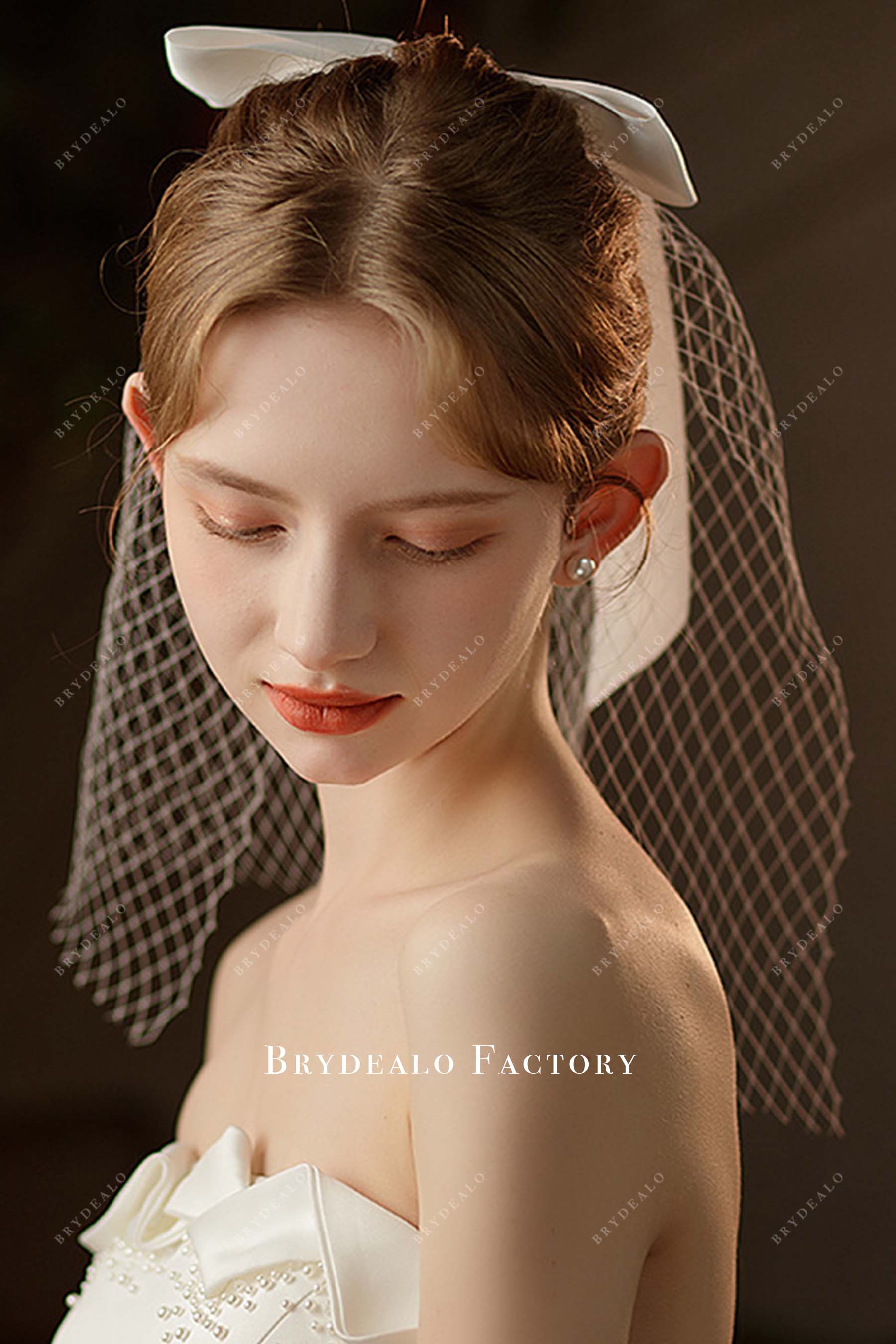 french mesh bridal veil