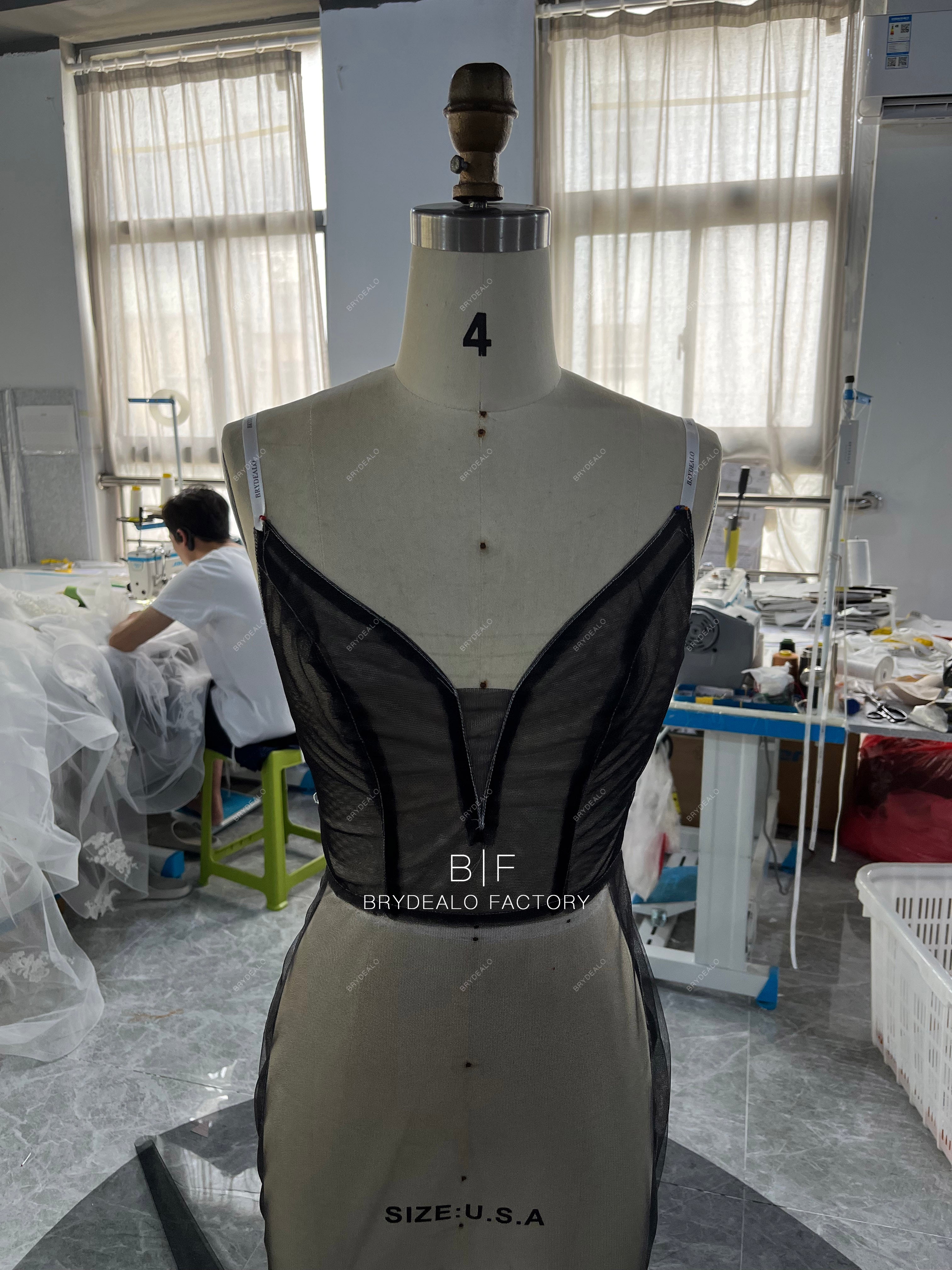 Custom Criss-cross back Lace Godet Wedding Dress BR20231916-05