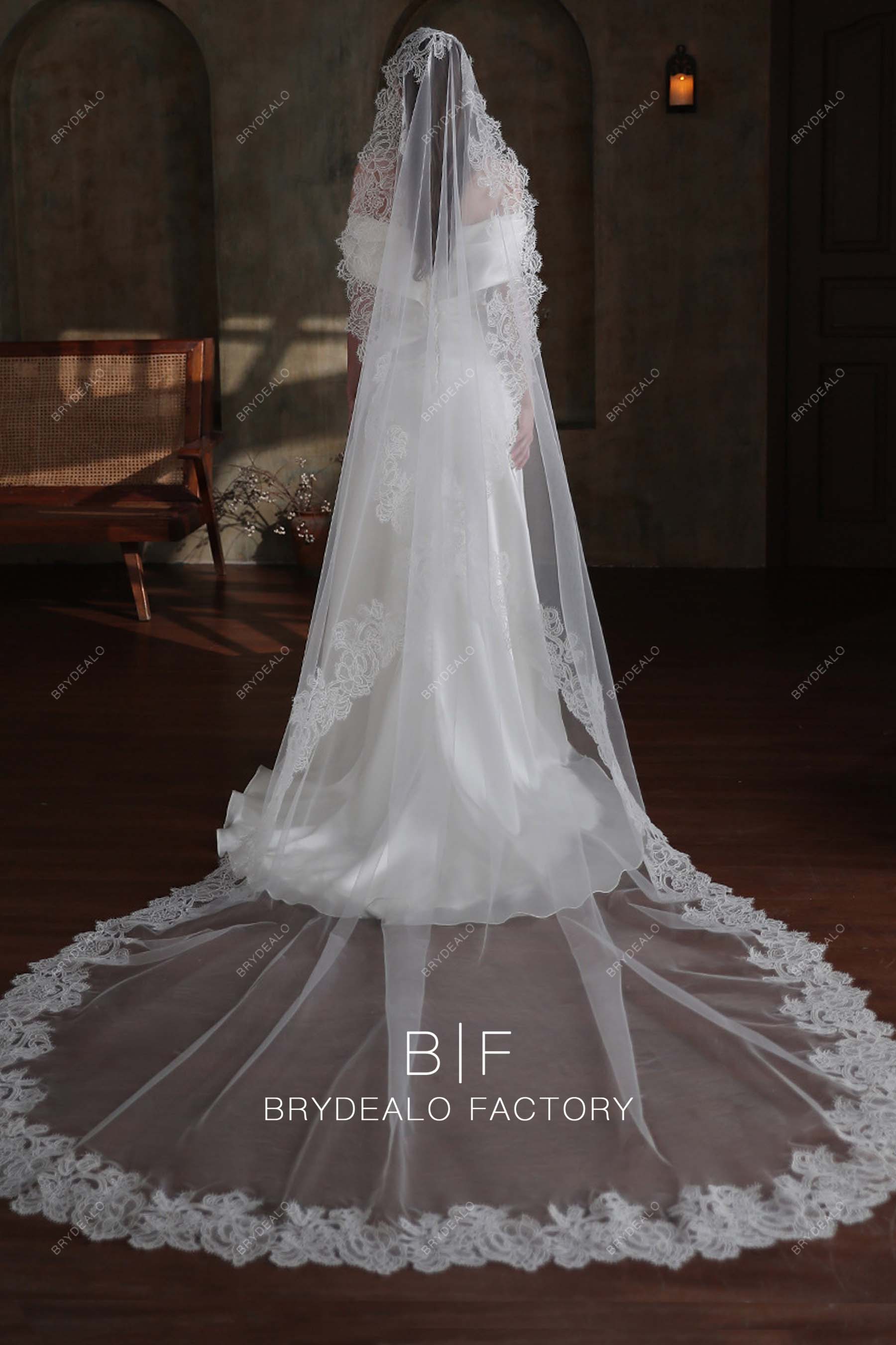 Elegant Lace Cathedral Length Wholesale Wedding Veil