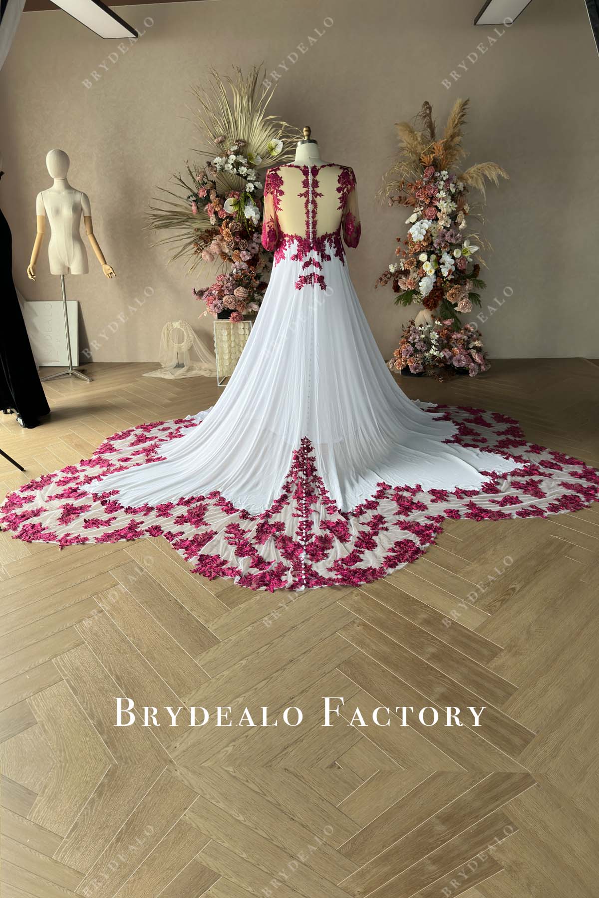 Plus Size Private Label Custom Orchid Lace Wedding Dress
