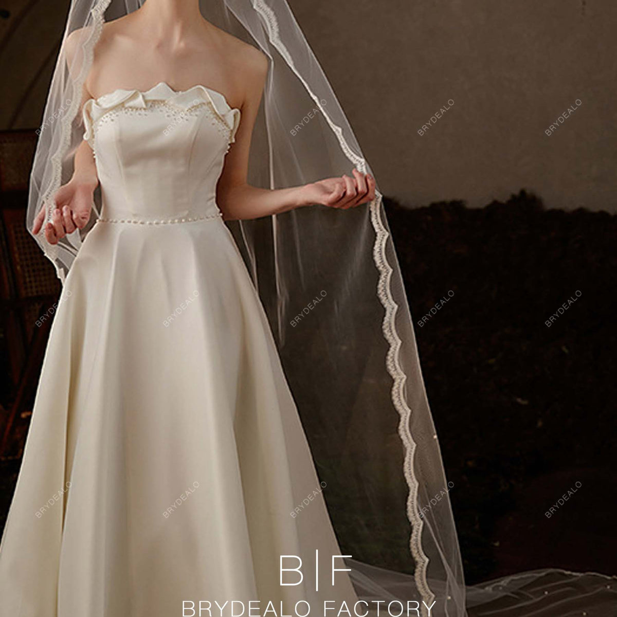 1pc High-end Bridal Veil Cathedral Length Beaded Veil Glamorous Wedding Dress, Dress for Wedding Hair Accessories,Temu