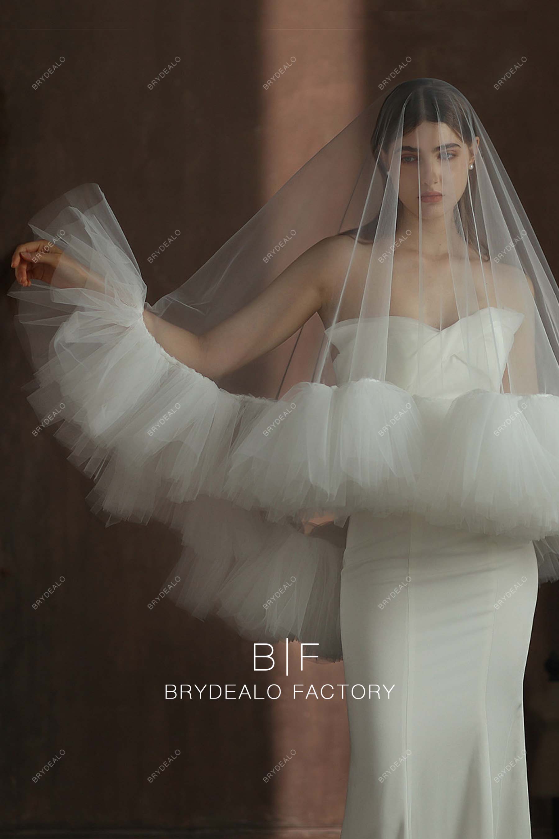 Designer Ruffled Edge Wholesale Wedding Veil