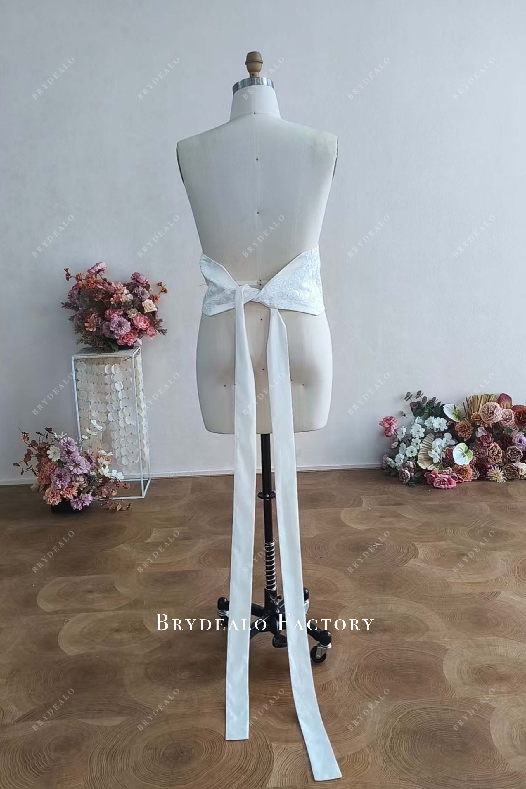 self-tie lace wide waist belt
