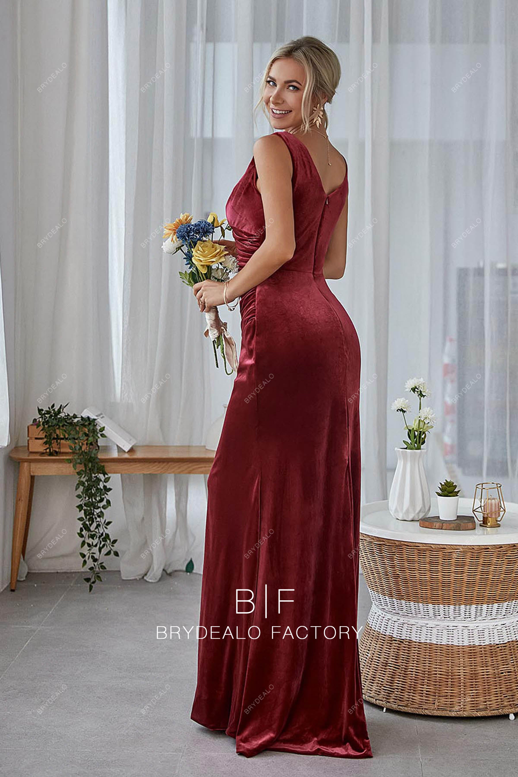 V-back fit and flare velvet dress