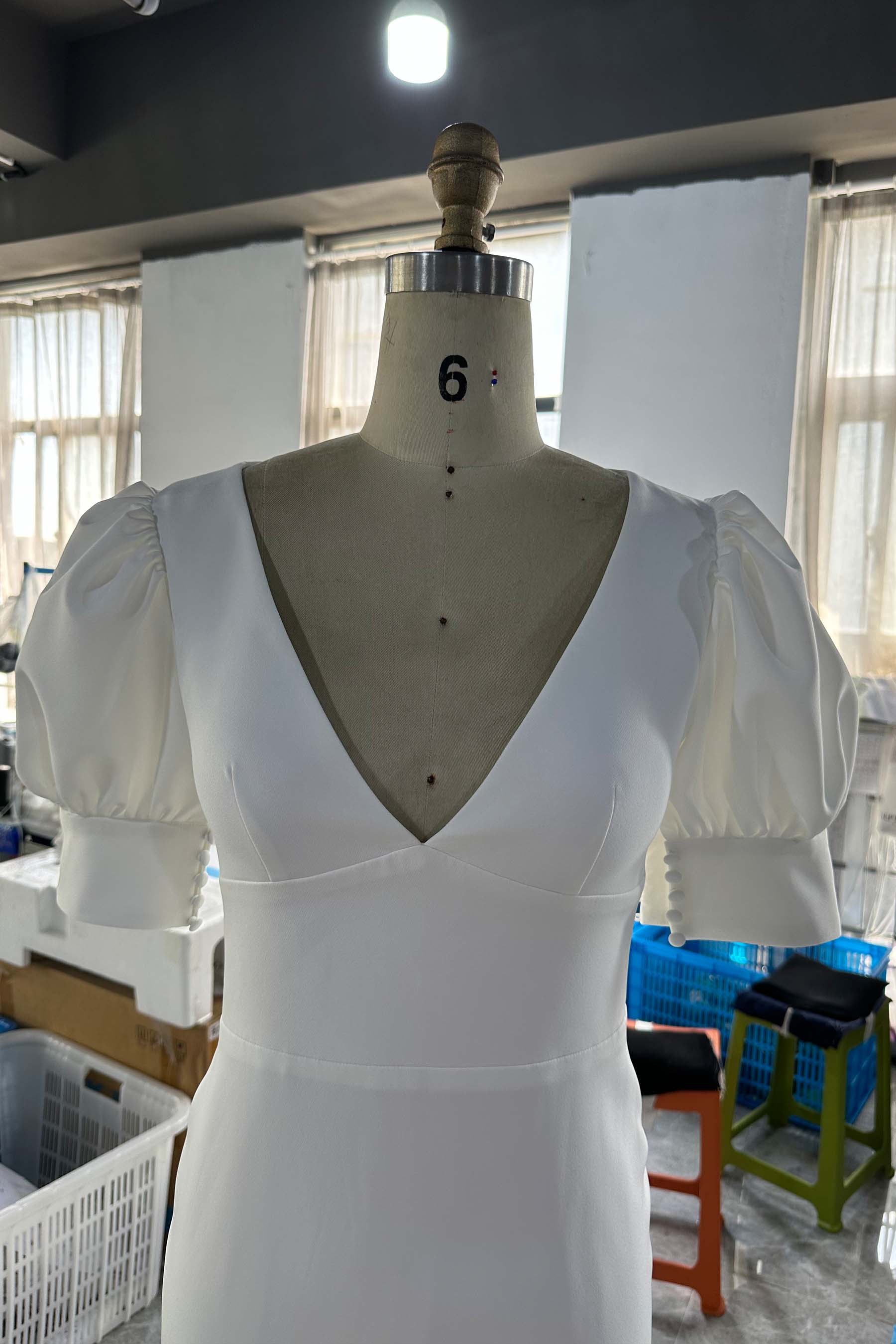 V-neck bridal gown