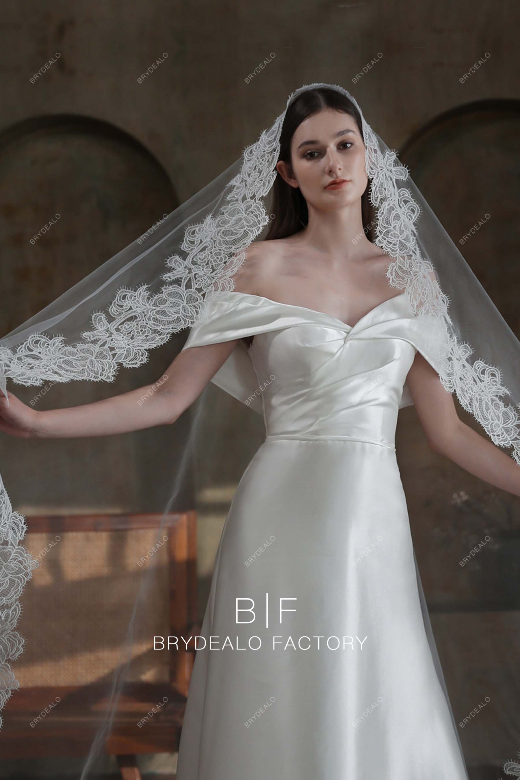 Elegant Lace Wholesale Royal Wedding Veil