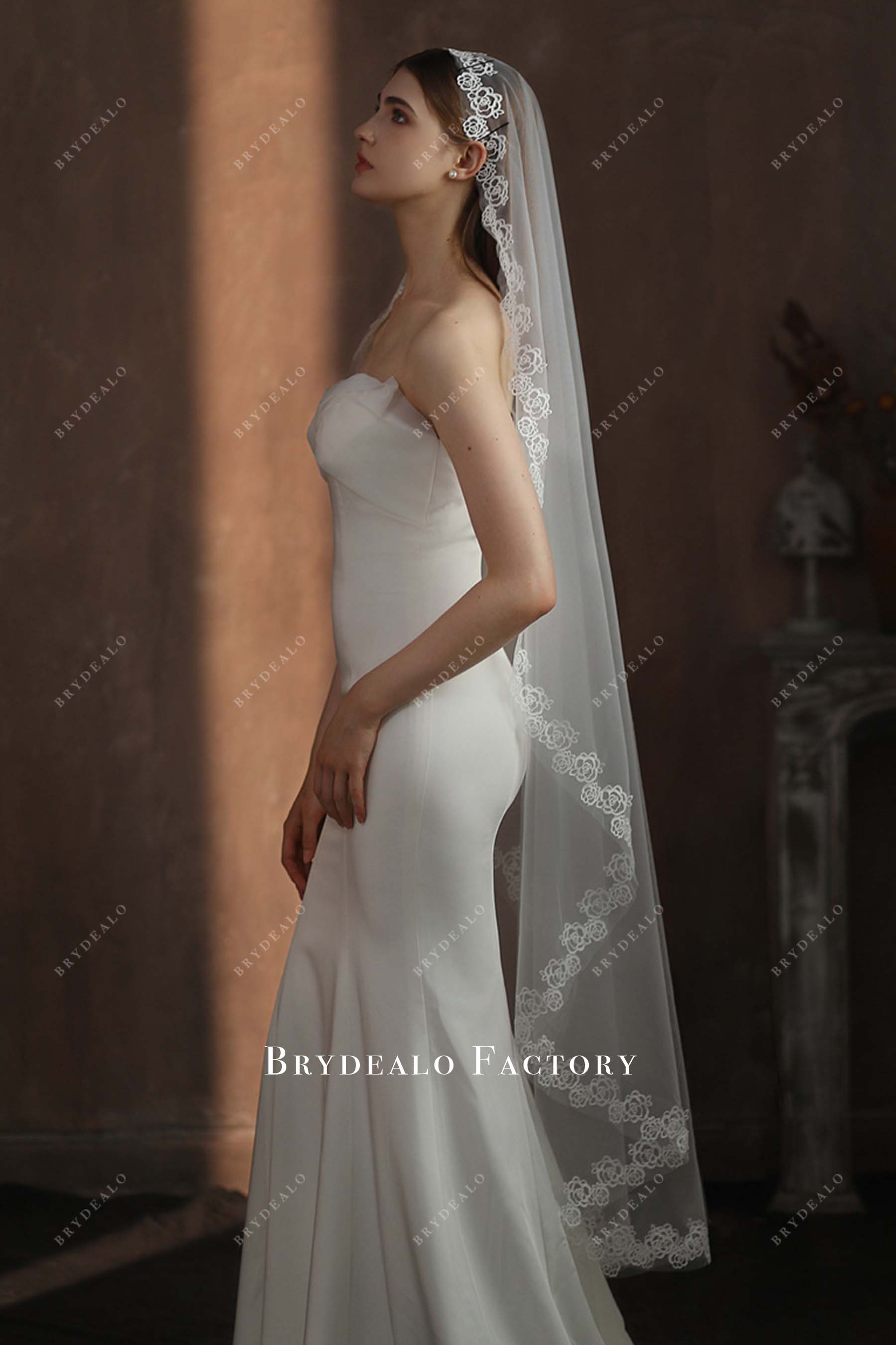 waltz length bridal veil