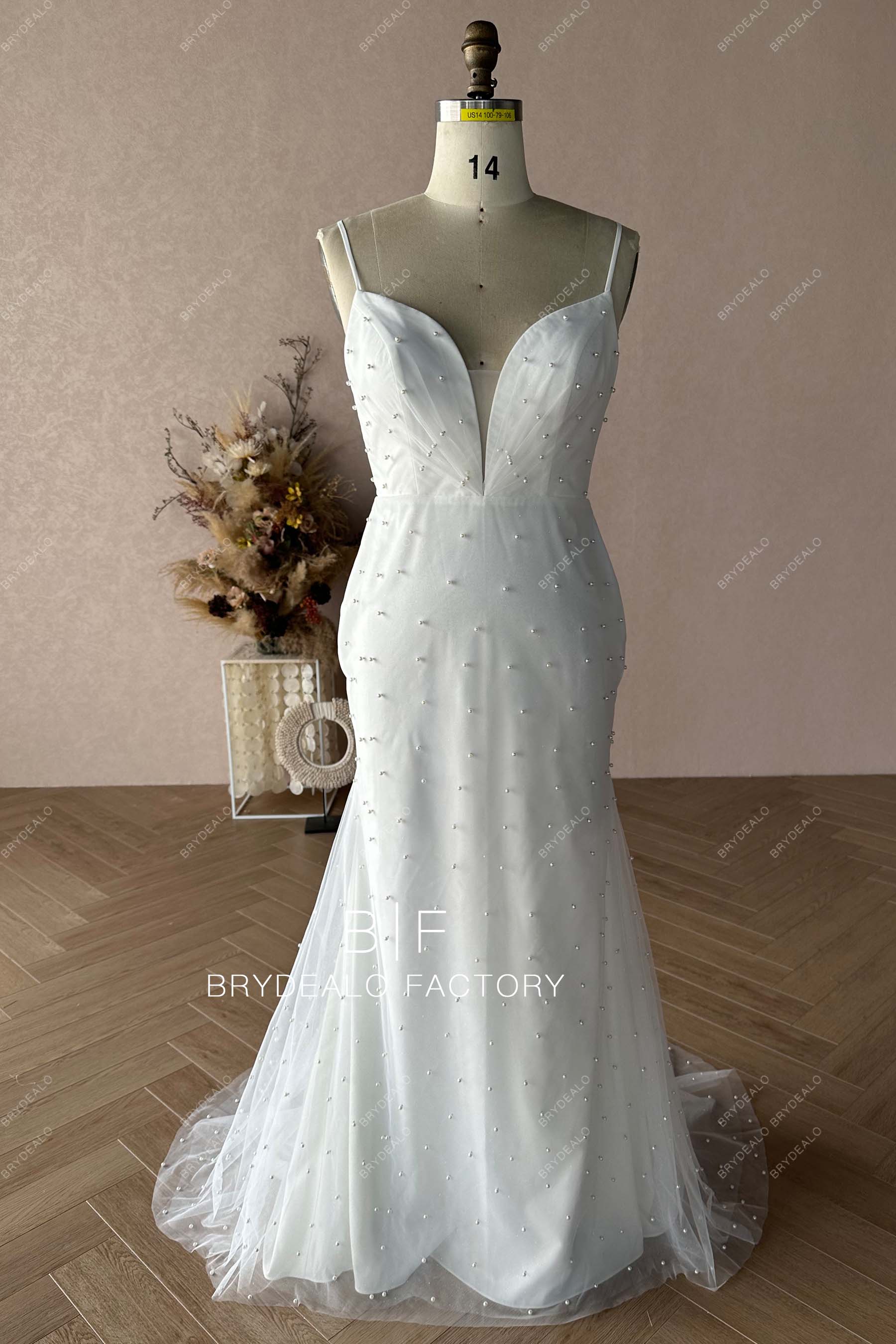 Custom Pearls Plunging Wedding Ball Gown BR20221454-05