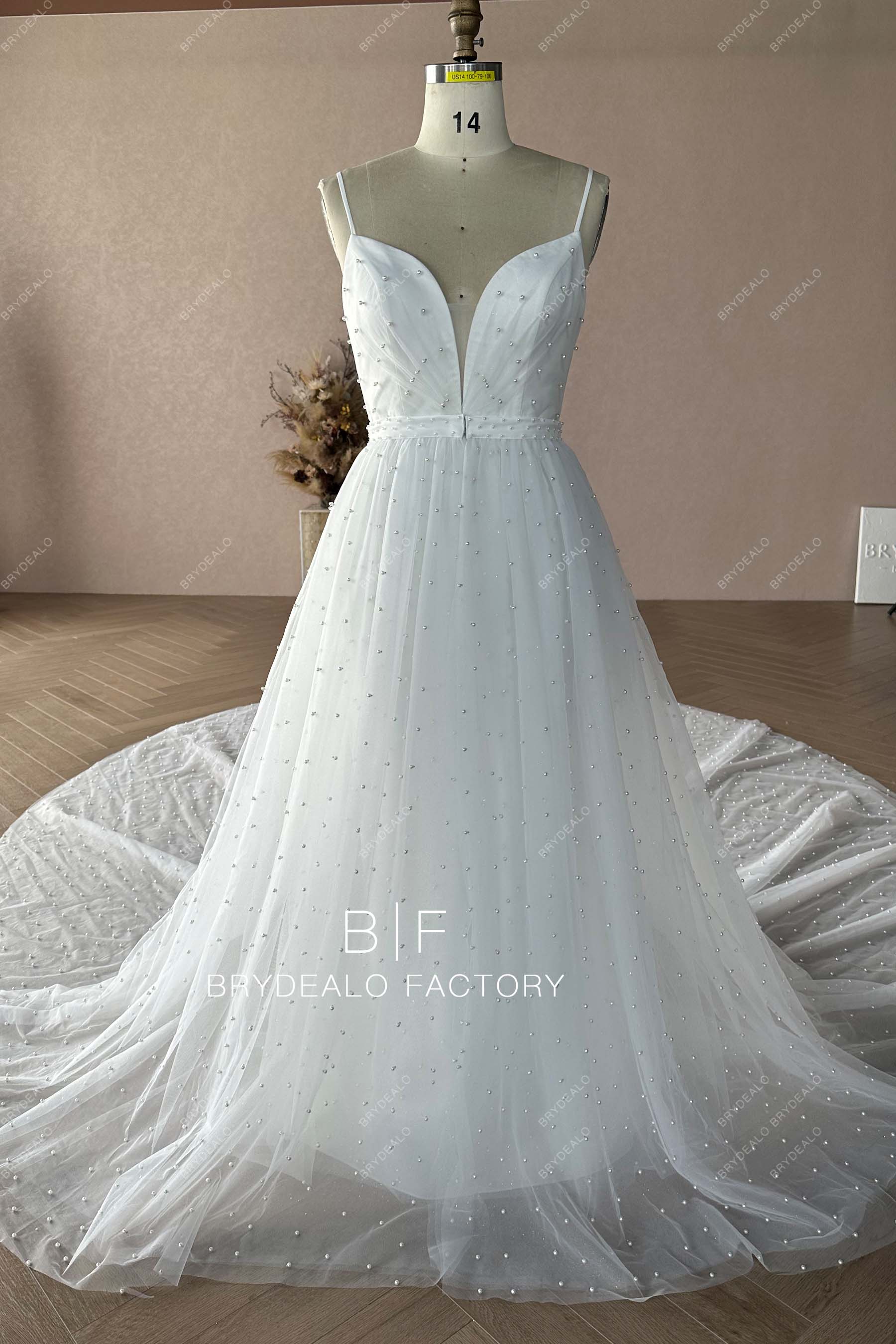 Custom Pearls Plunging Wedding Ball Gown BR20221454-05