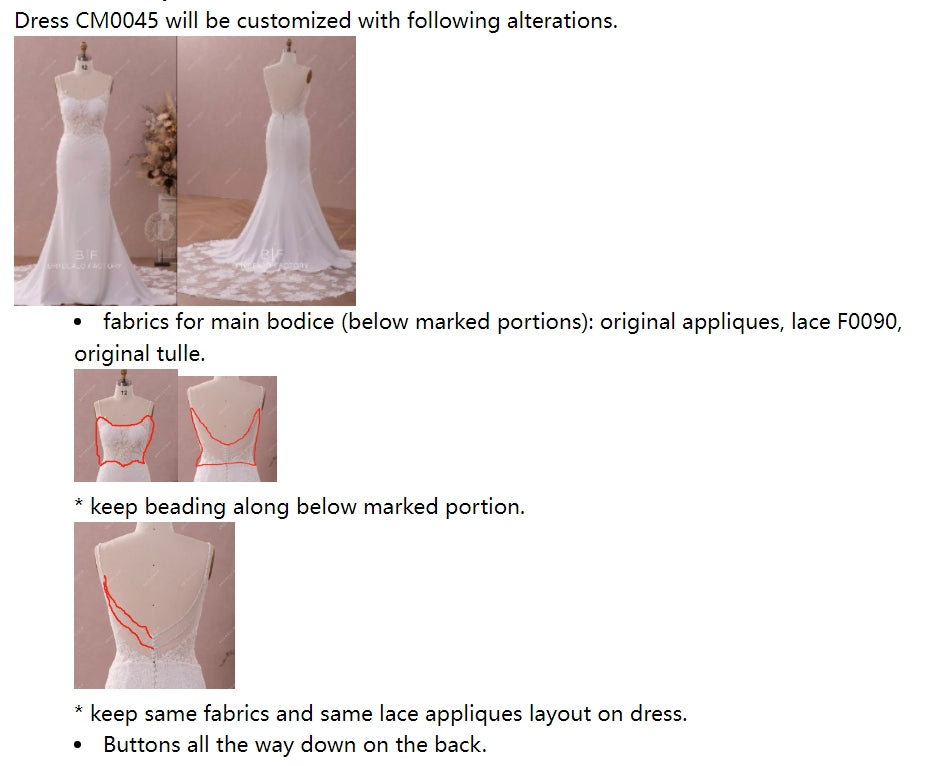 Private Label Custom Lace Crepe Mermaid Wedding Dress
