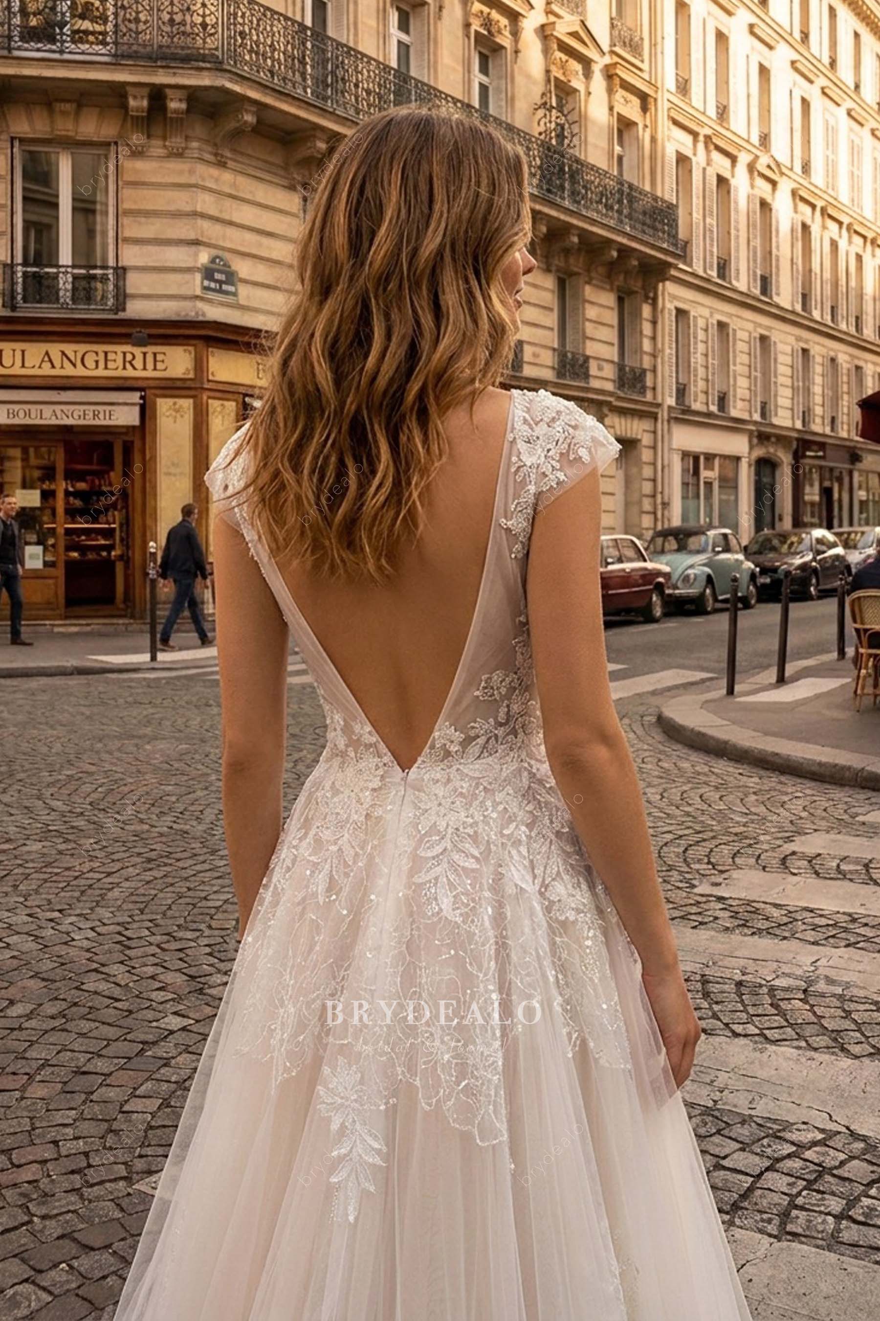 alluring V-back wedding dress