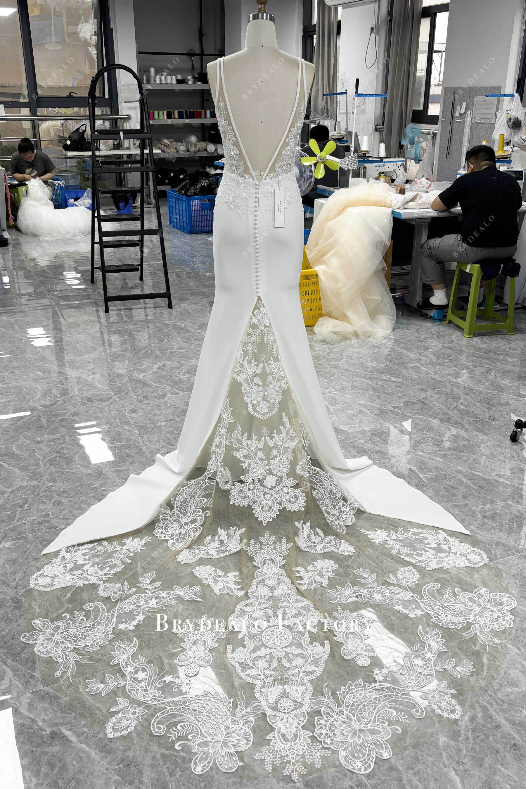 alluring godet lace wedding dress