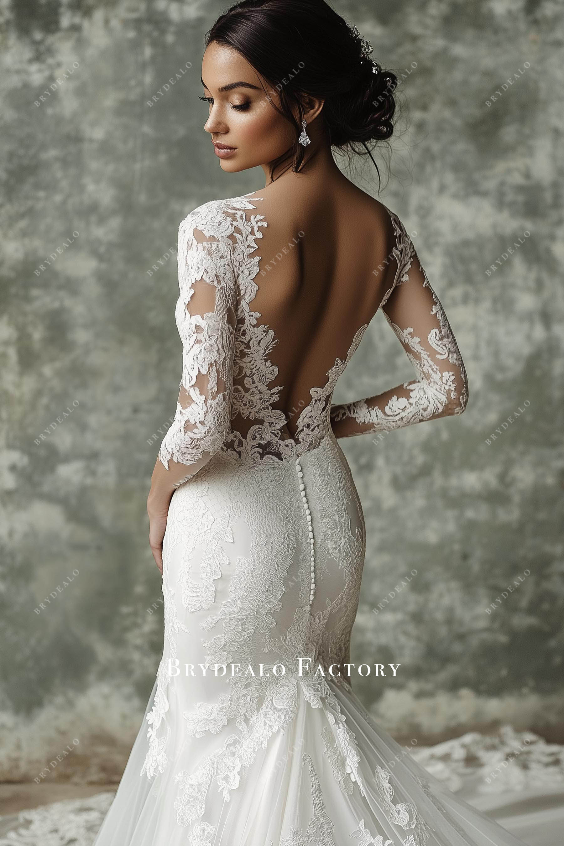 alluring open back lace wedding dress