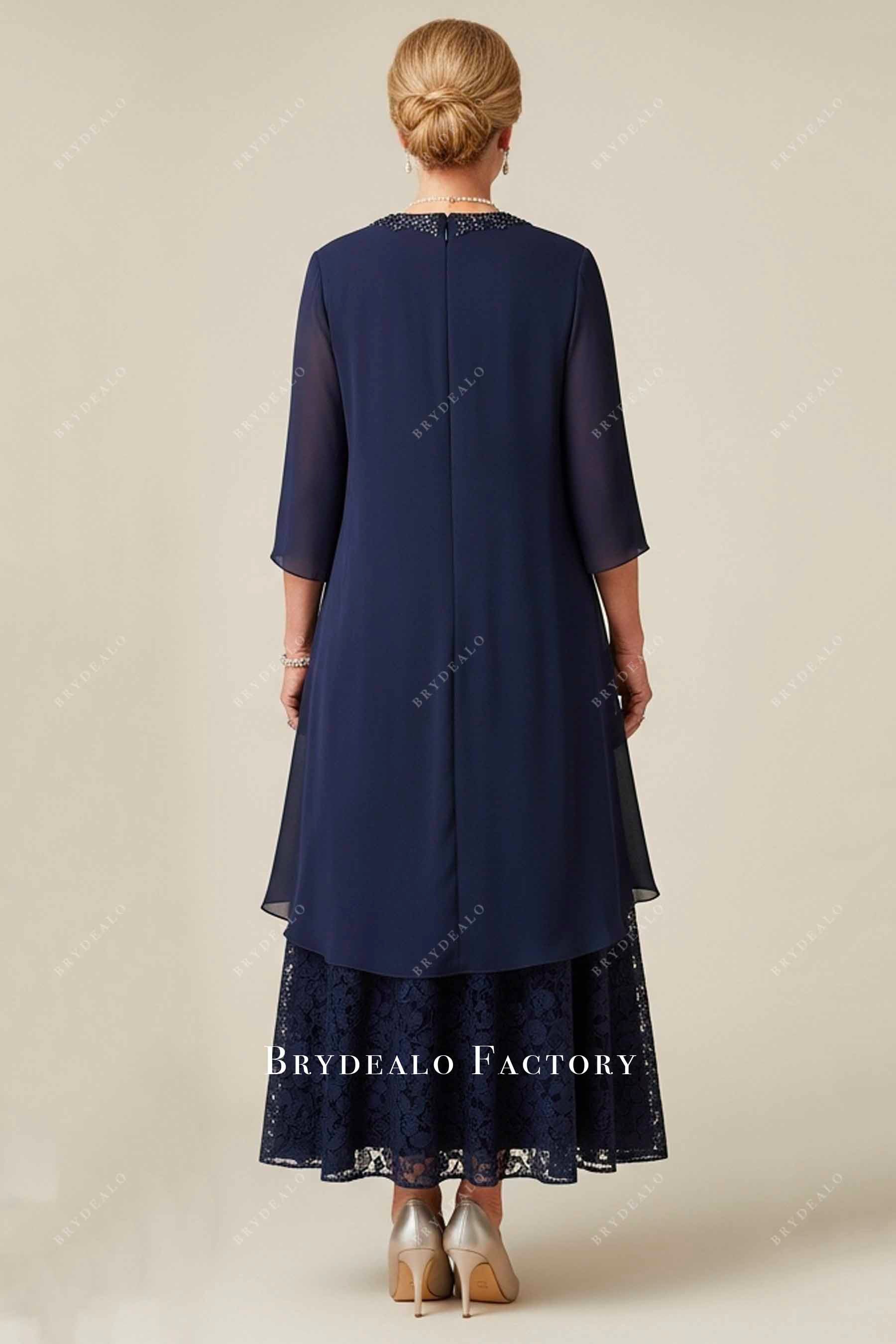 ankle length lace chiffon mother of bride dress