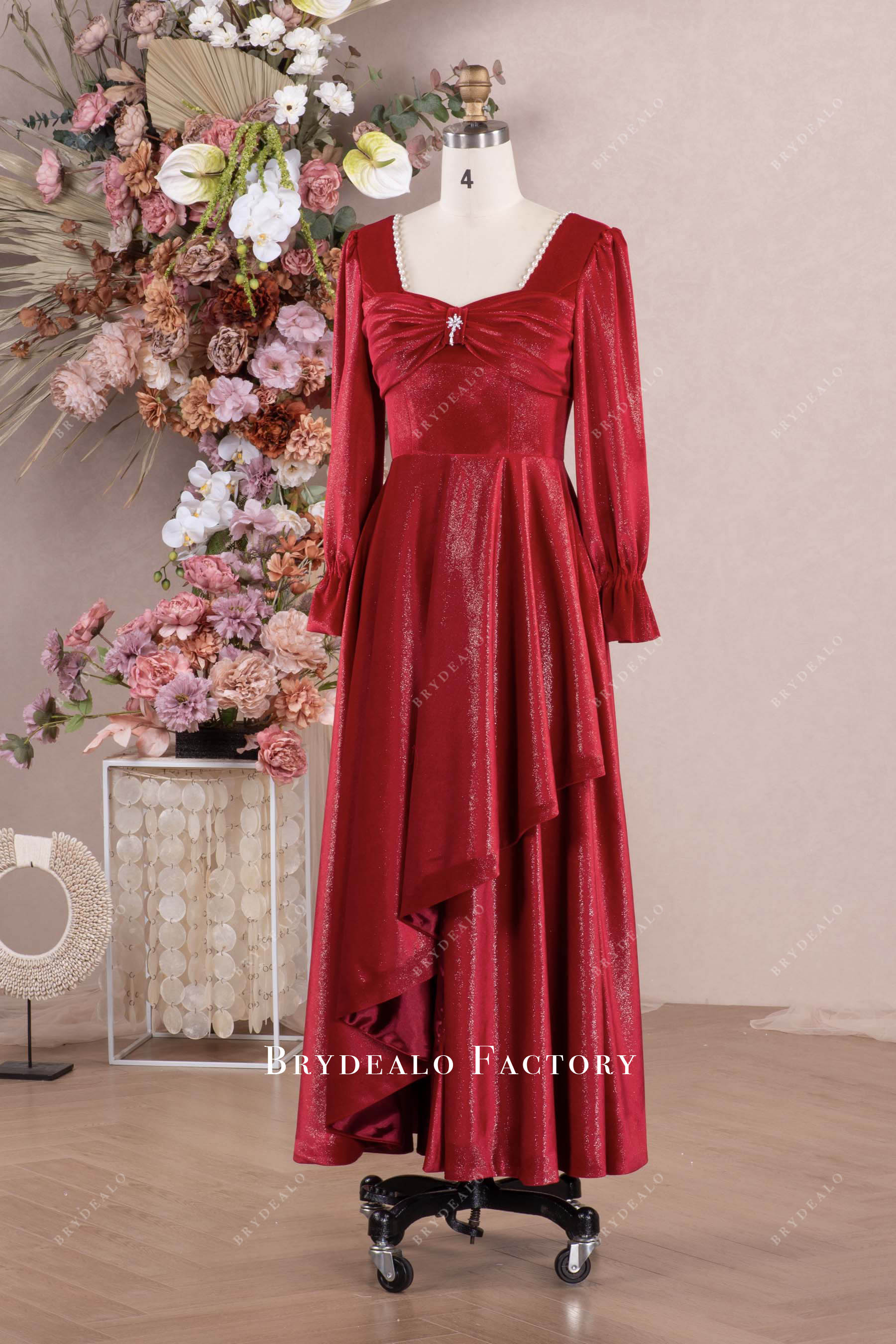 ankle length ruby sleeved xmas dres