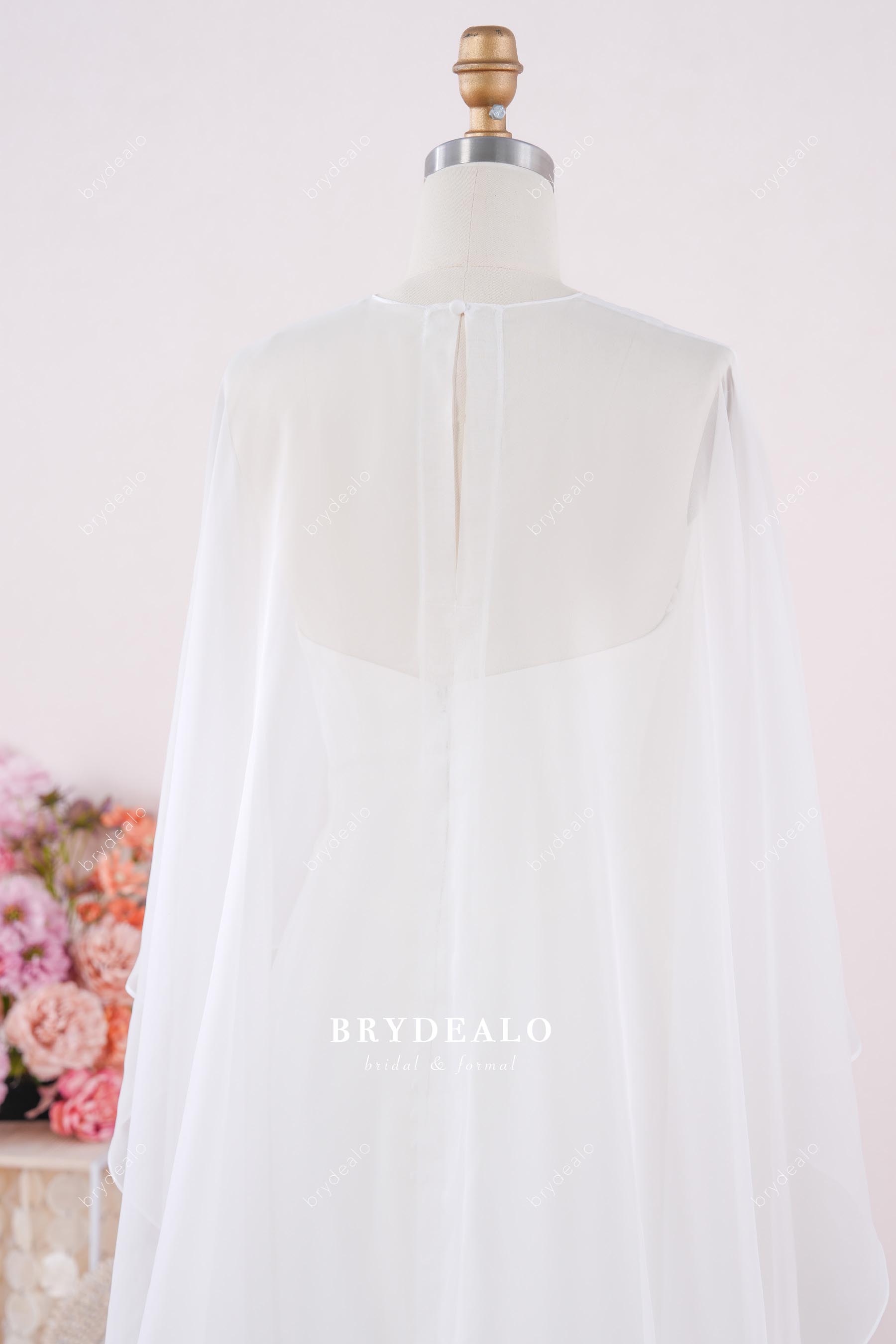 back button closure cape wedding dress