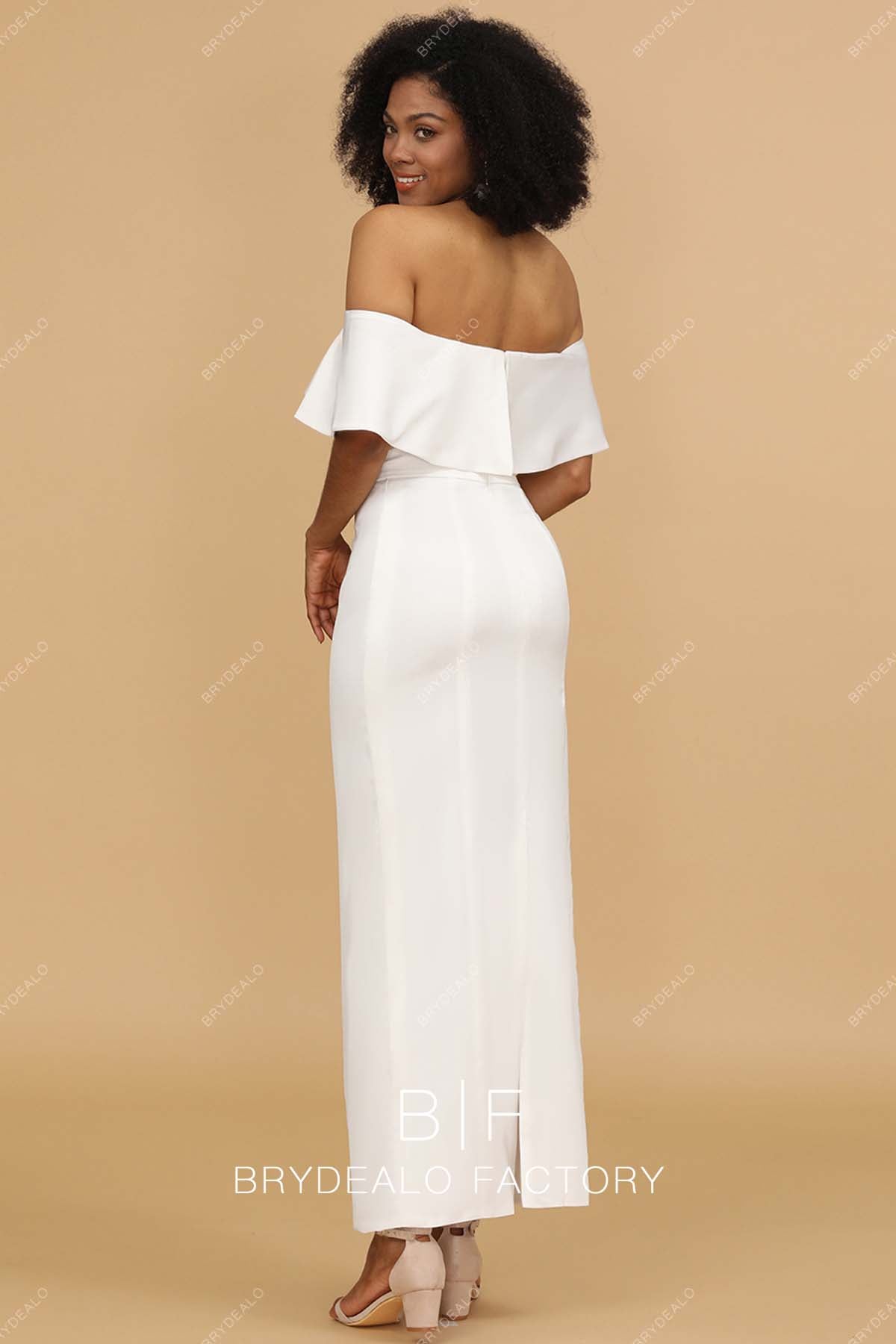 back slit sheath bridesmaid gown