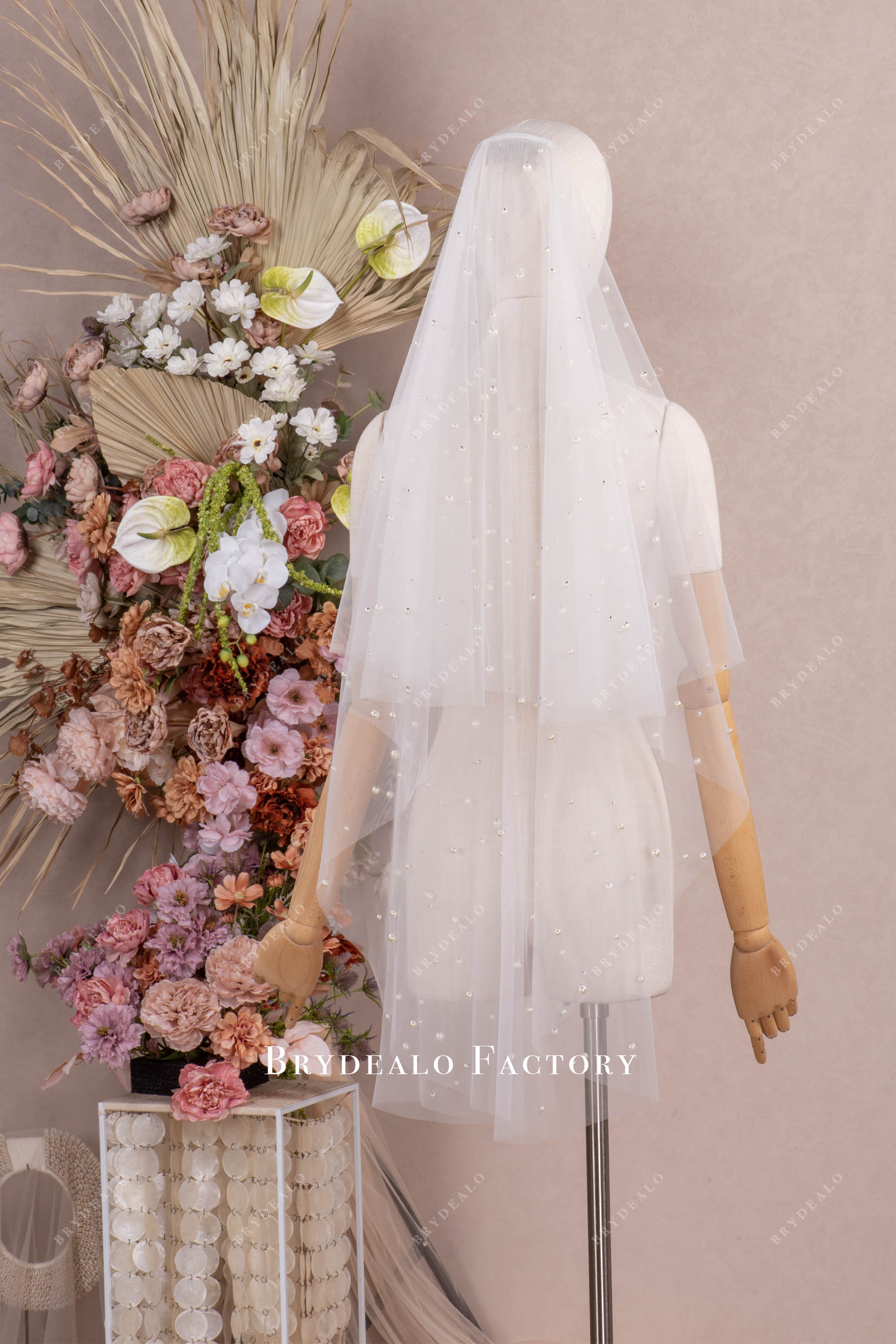 ballet length two-tier pearl veil