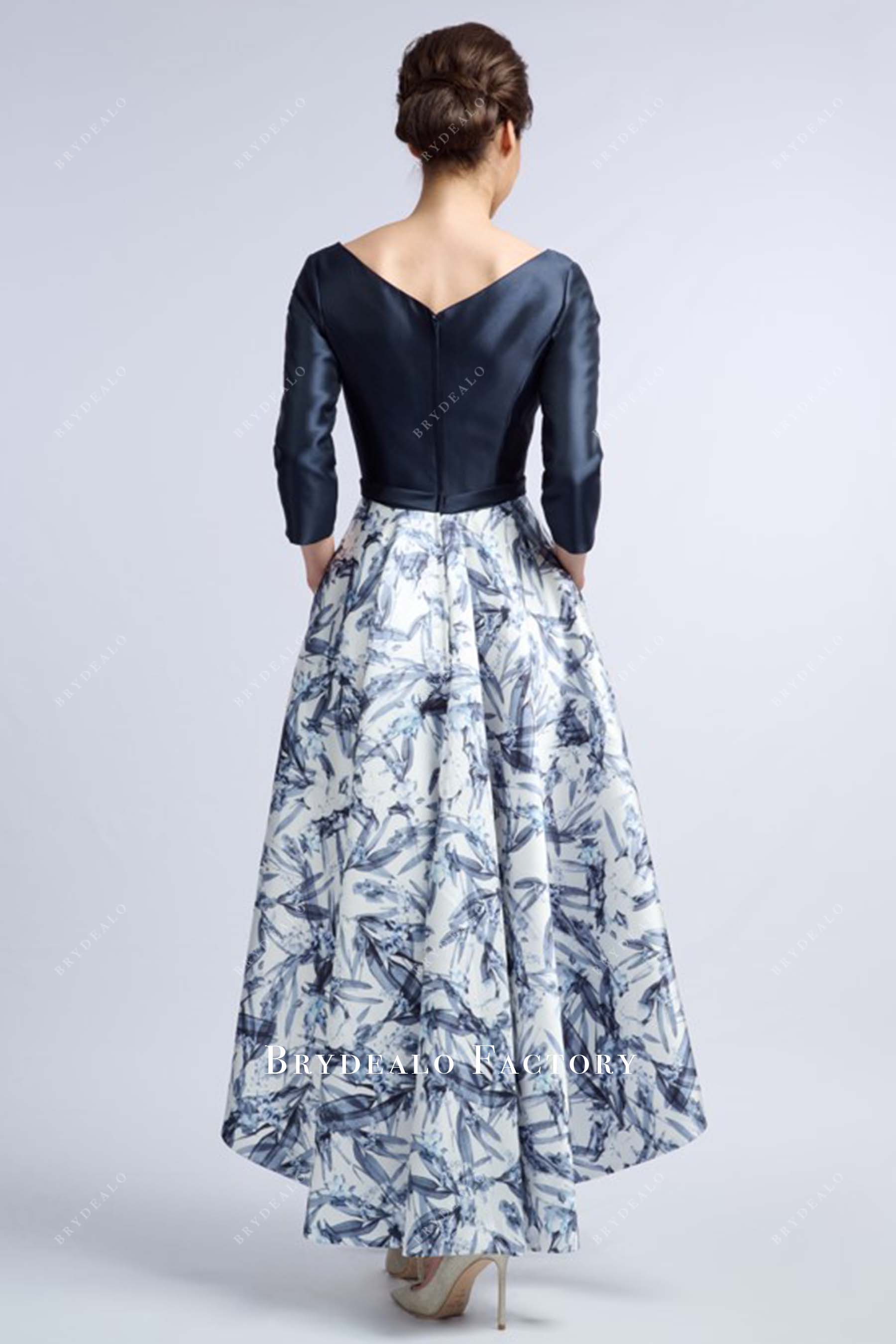 bamboo print a line mother of bride dress