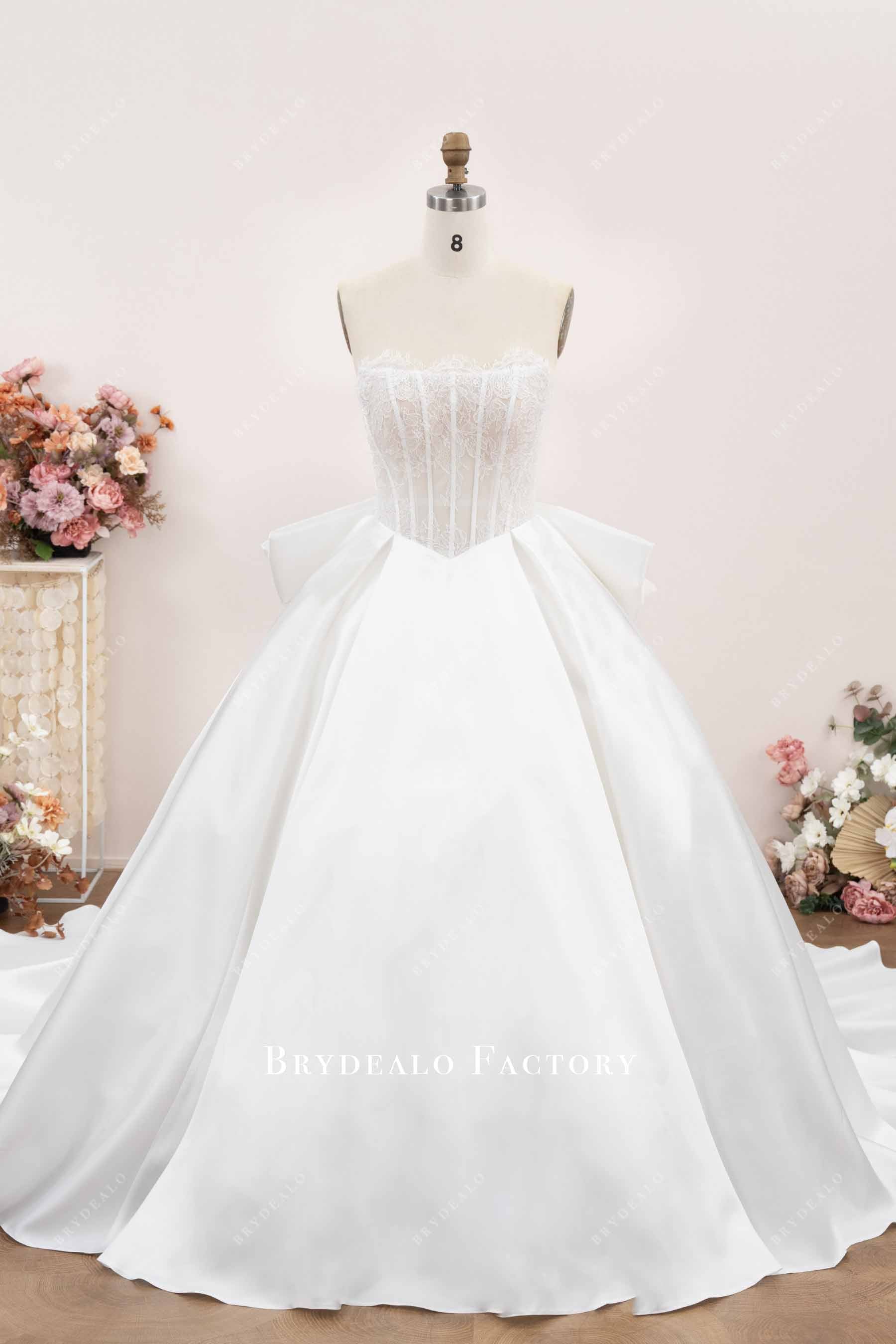 basque waist ballgown mikado wedding dress