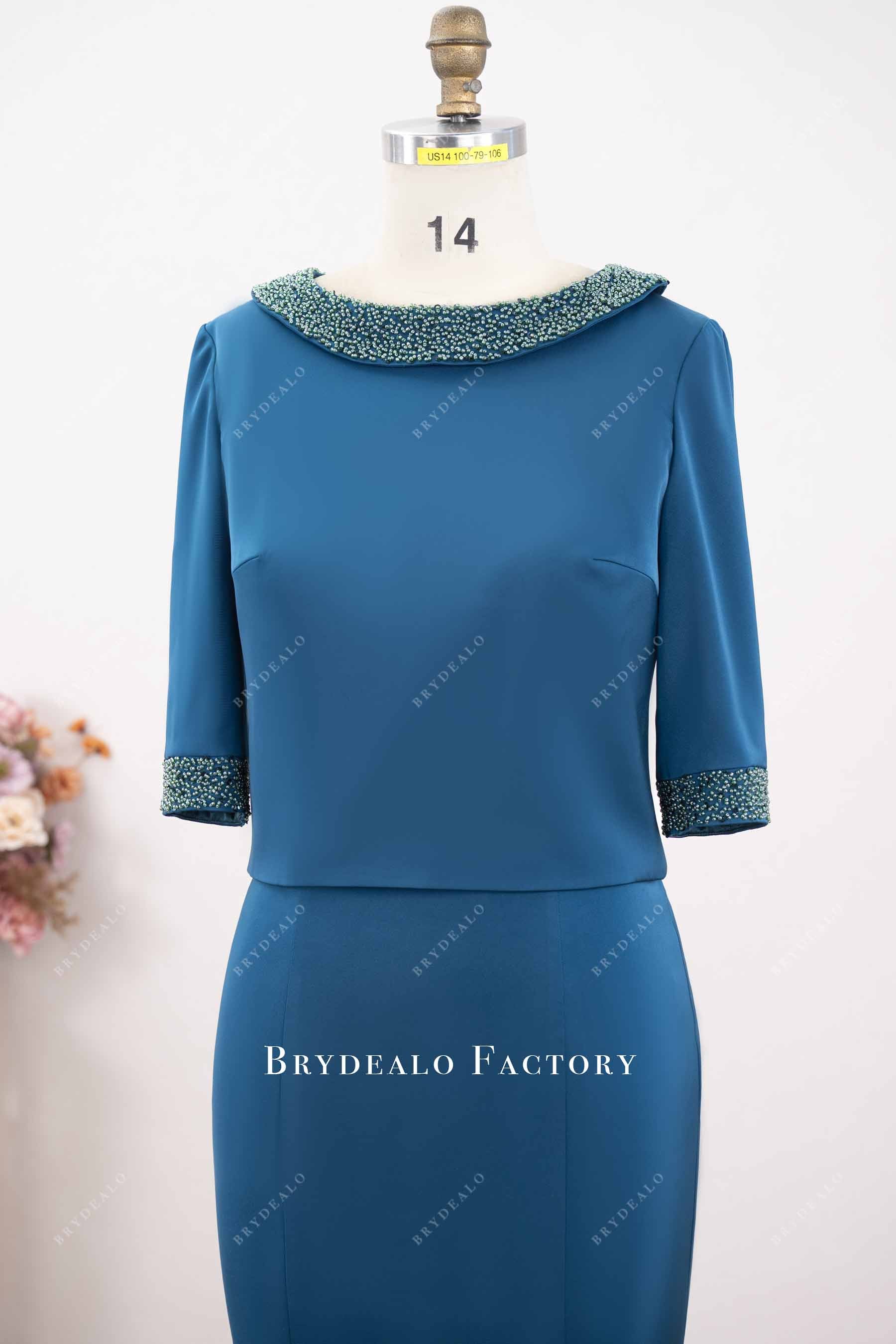 Elegant Peacock Satin Mother of Bride Two-Piece Dress
