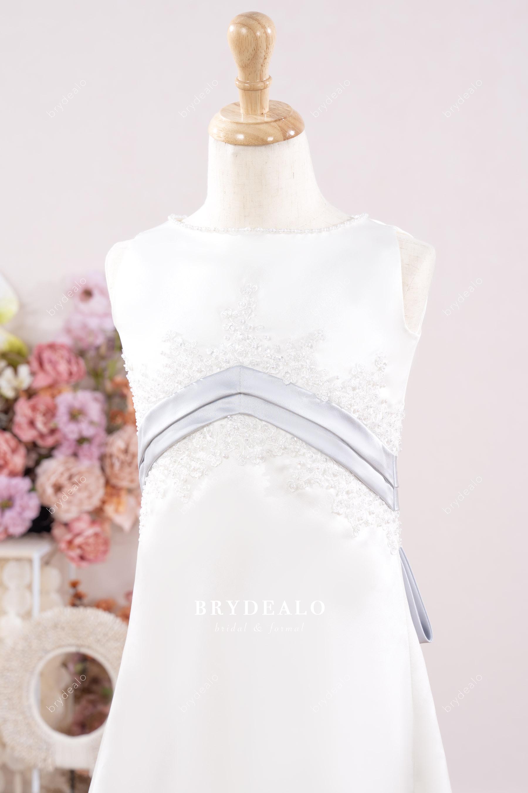 beaded jewel neck flower girl dress