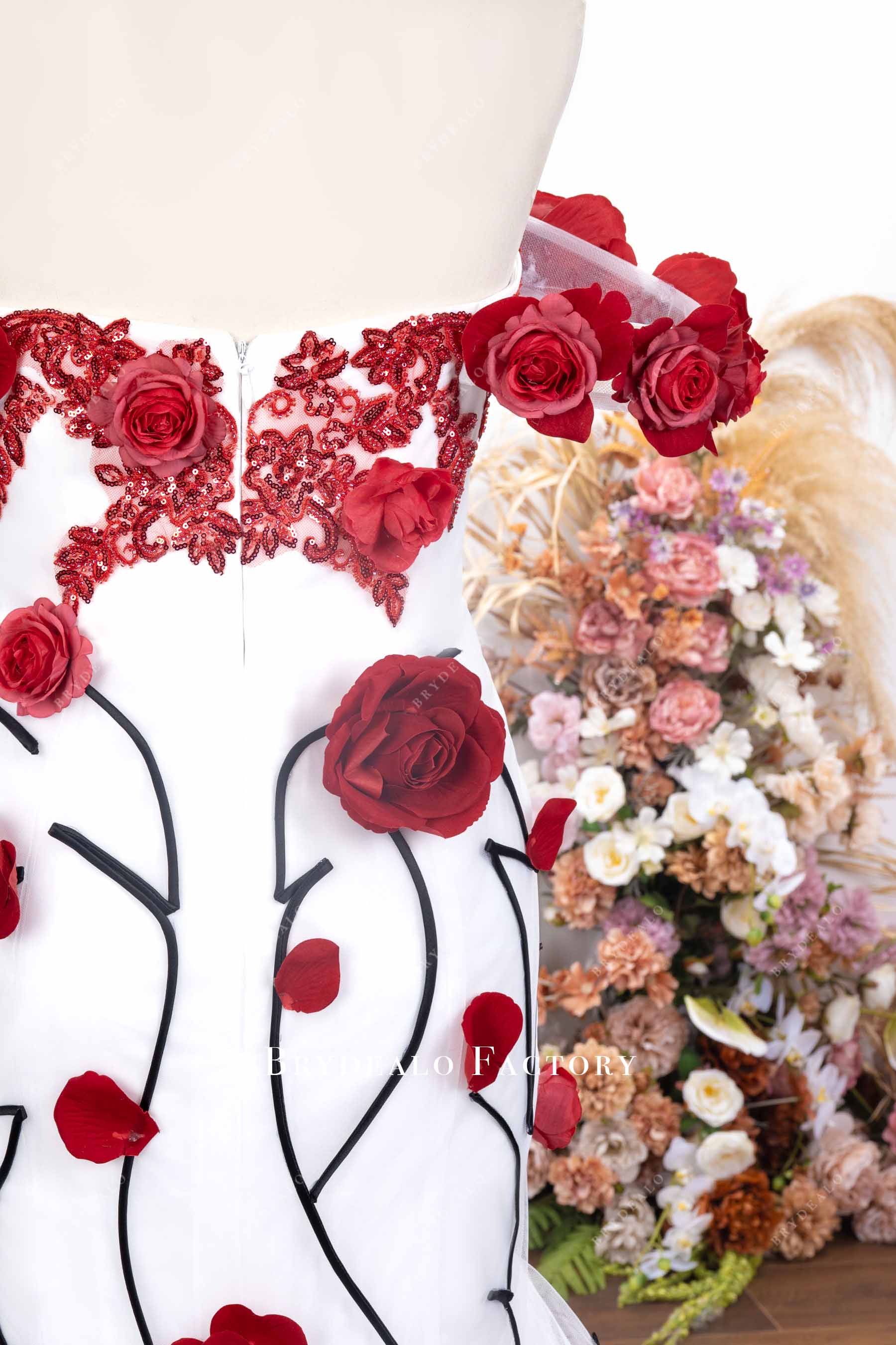 beaded lace back wedding dress