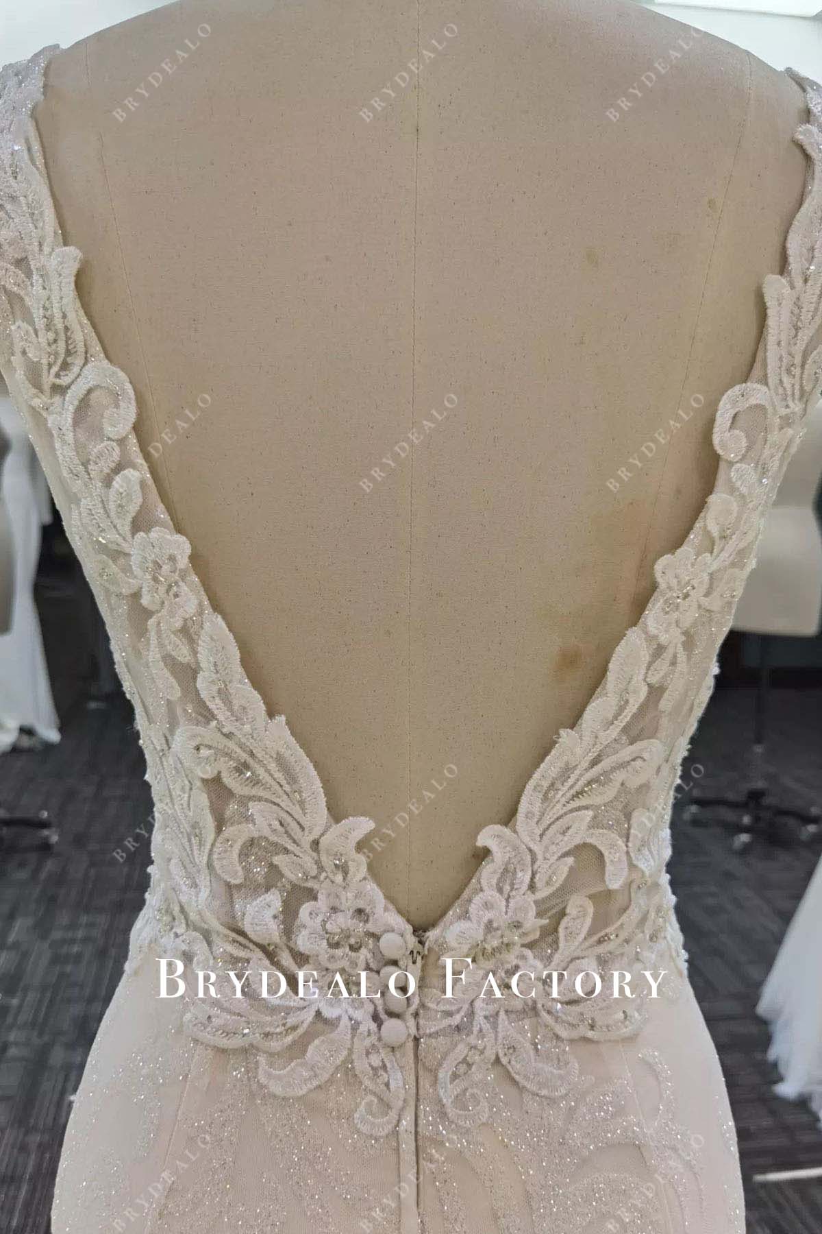 beaded lace low back wedding dress