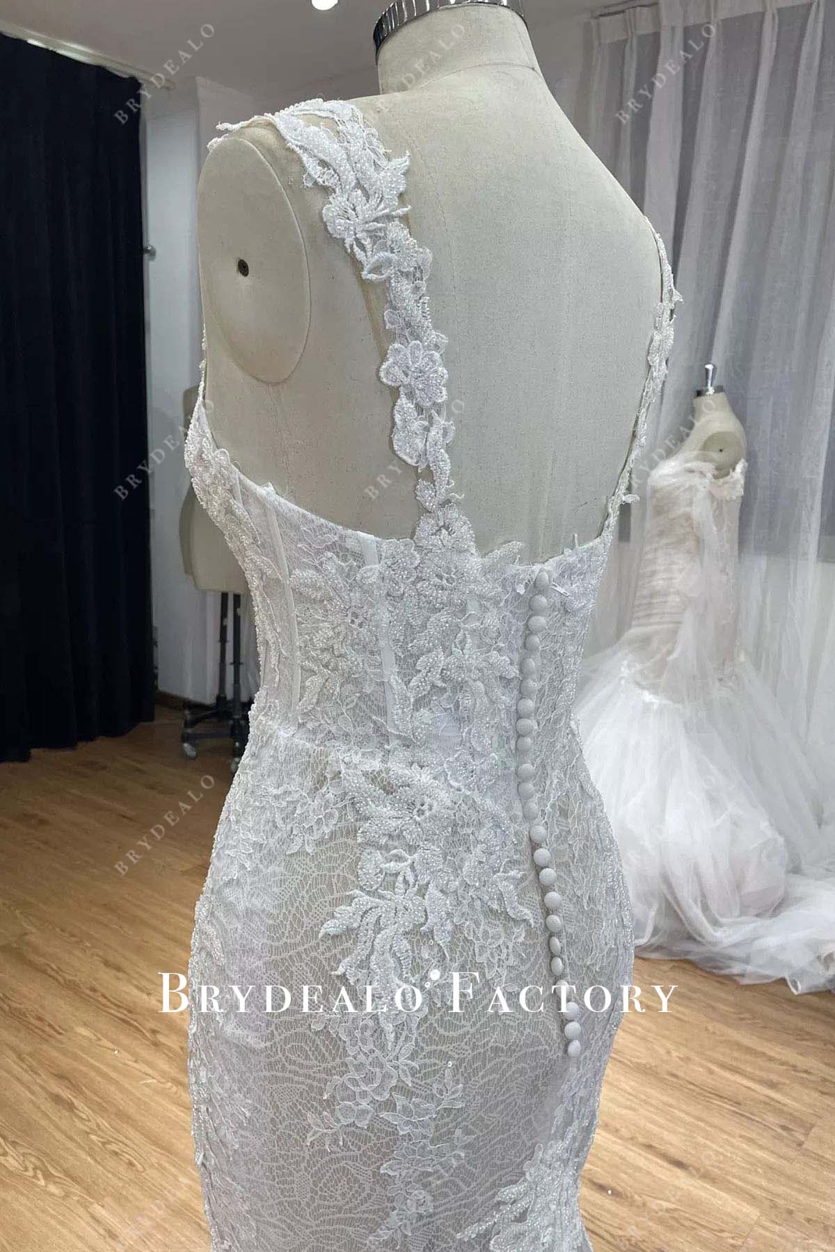 beaded lace mermaid wedding dress