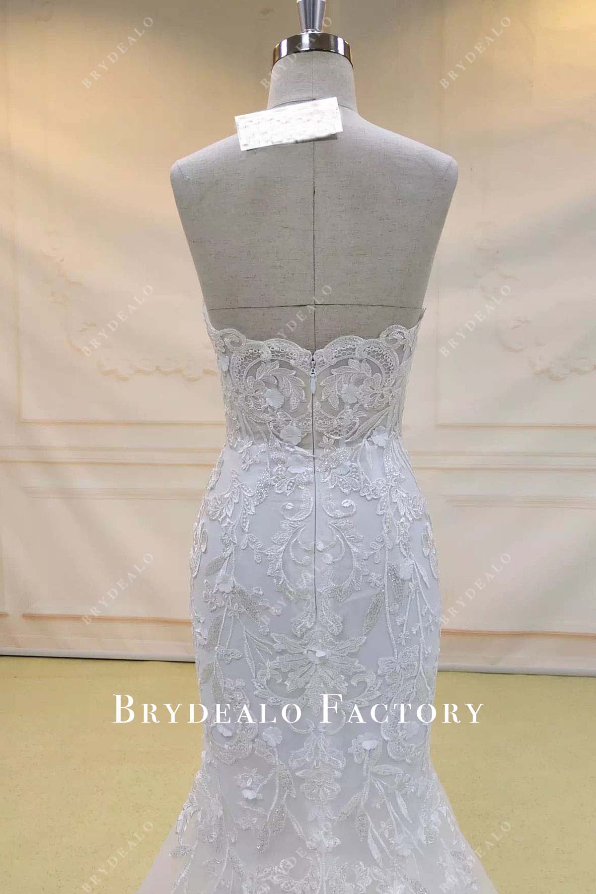 beaded lace open back wedding dress